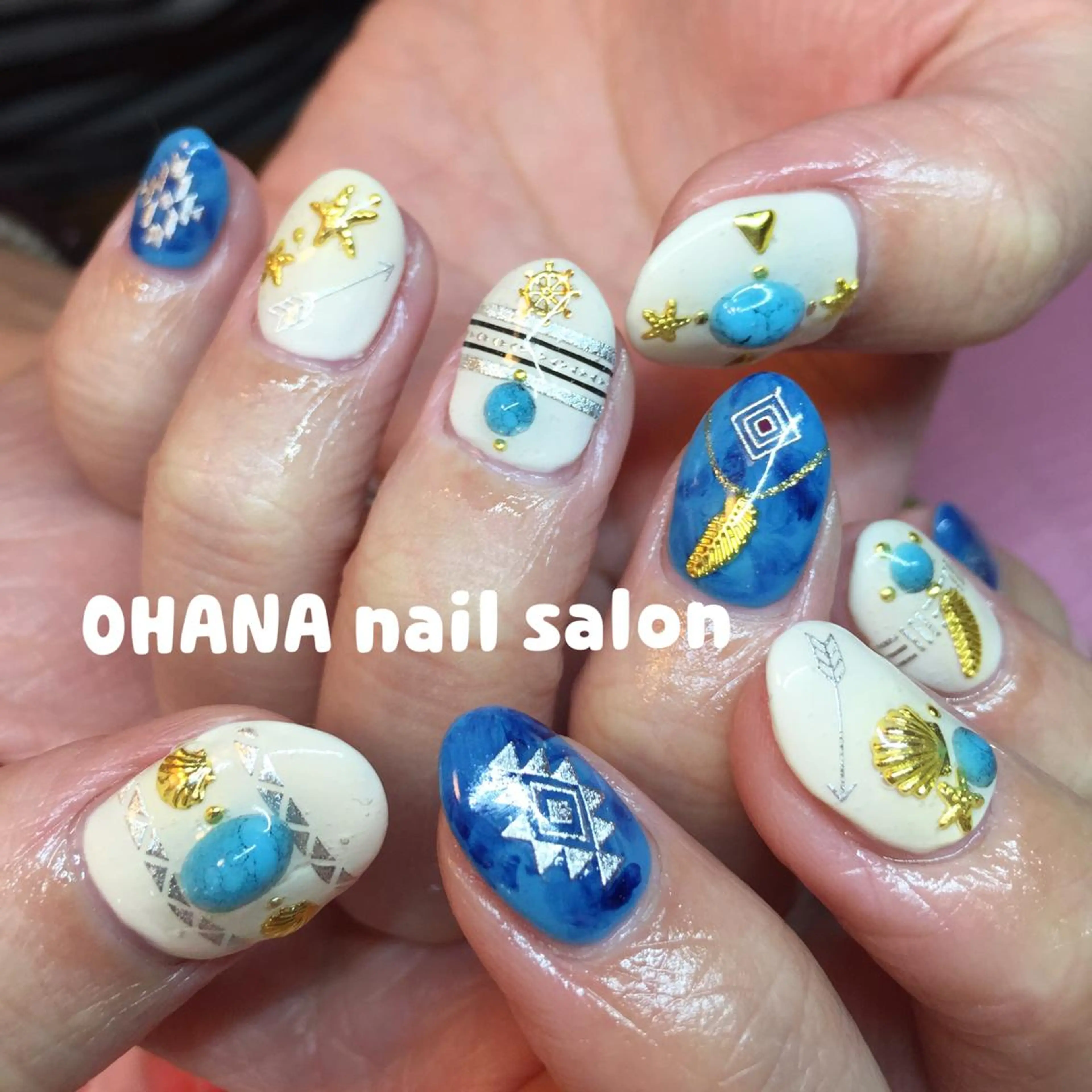 ネイル ブルー ジェルネイル 那覇🏝️台湾人 ネイリストSHIUのネイルデザイン