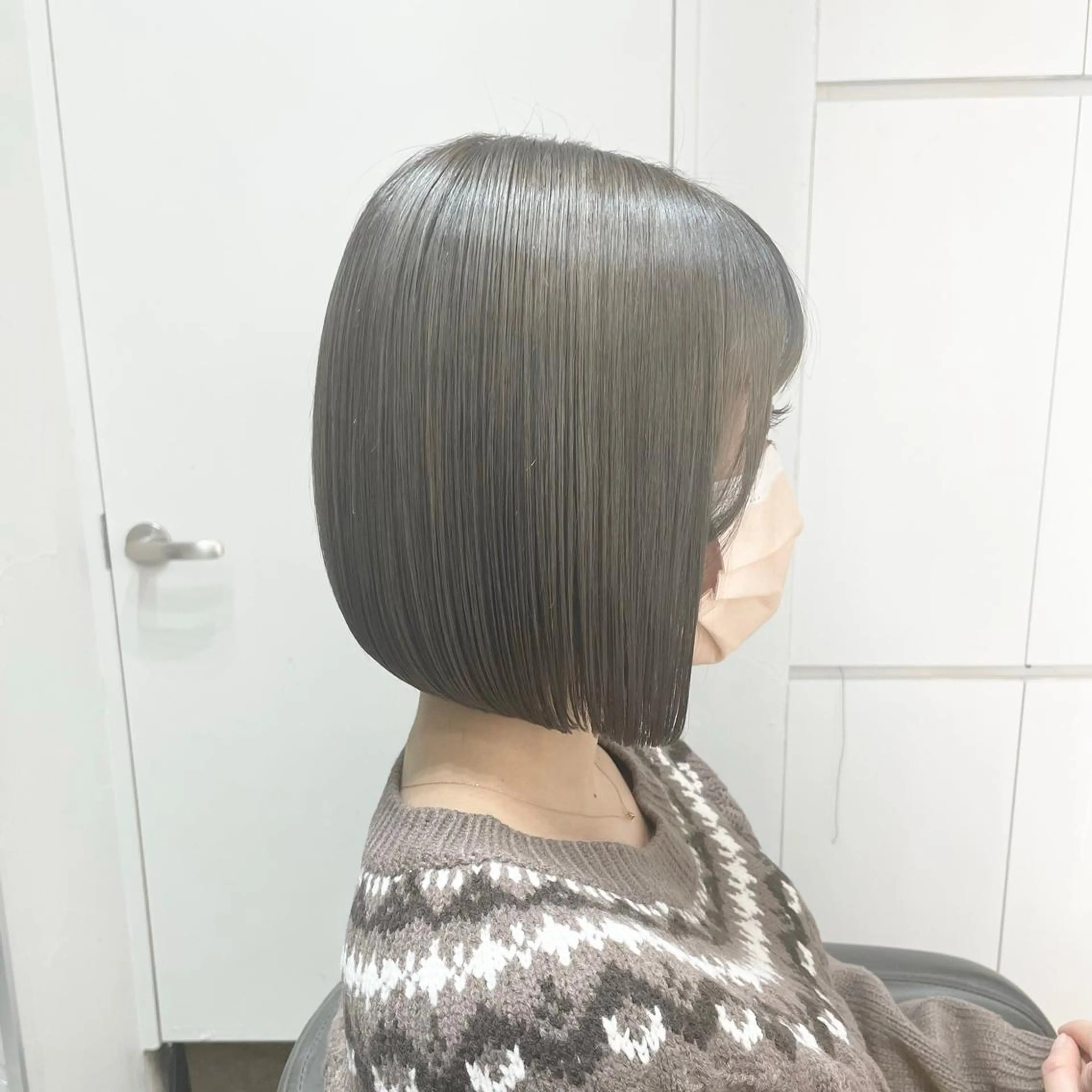 ミディアム ボブ 顔周りカット ハイライト 髪質改善 韓国風ヘア 新宿/韓国レイヤー/ 髪質改善/佐藤航のヘアスタイル