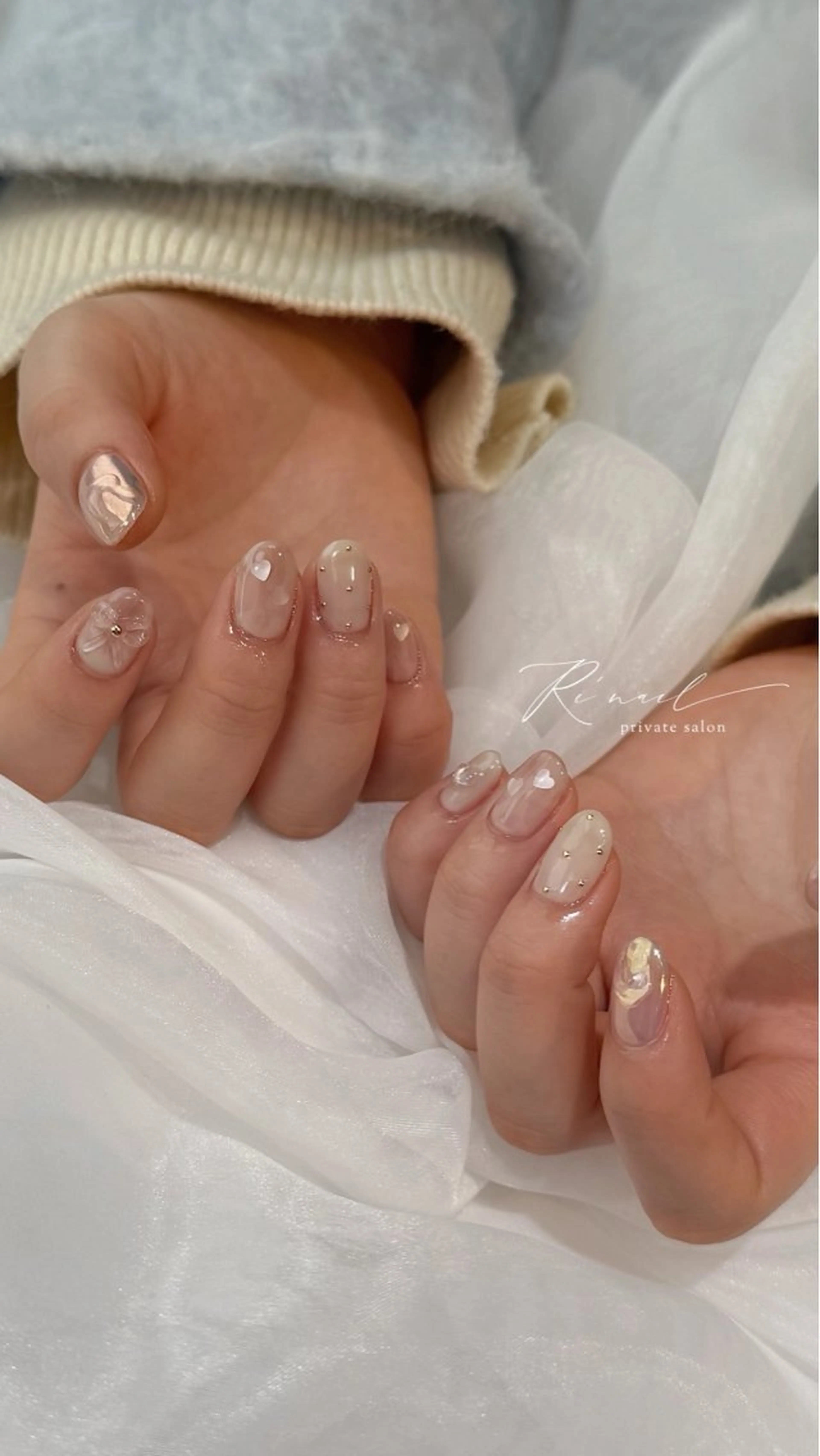 ネイル ハート リボン ISHIWATA LINAのネイルデザイン