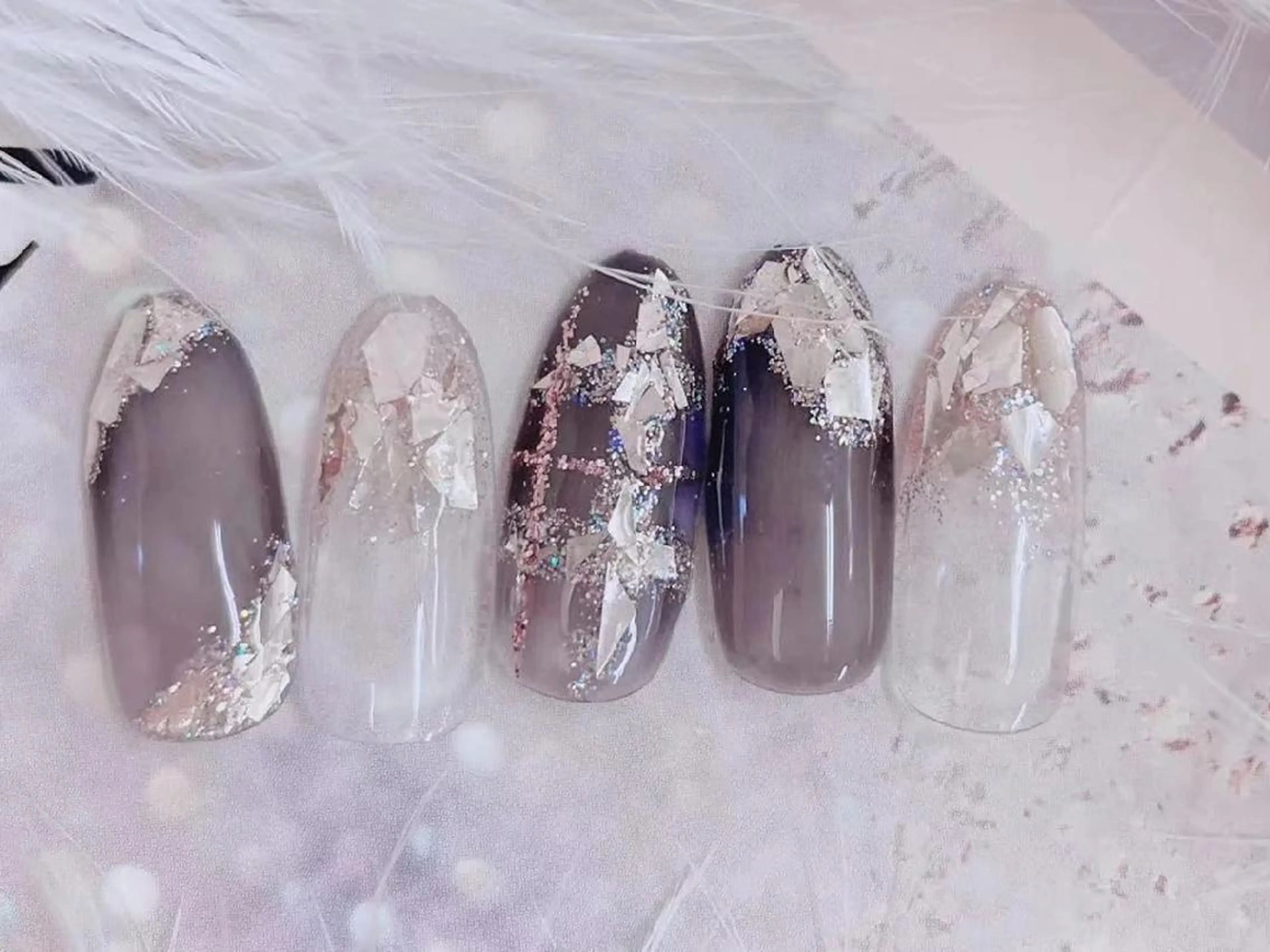 セミロング ネイル ネイリストゆか💅 長さだし、深爪矯正のネイルデザイン