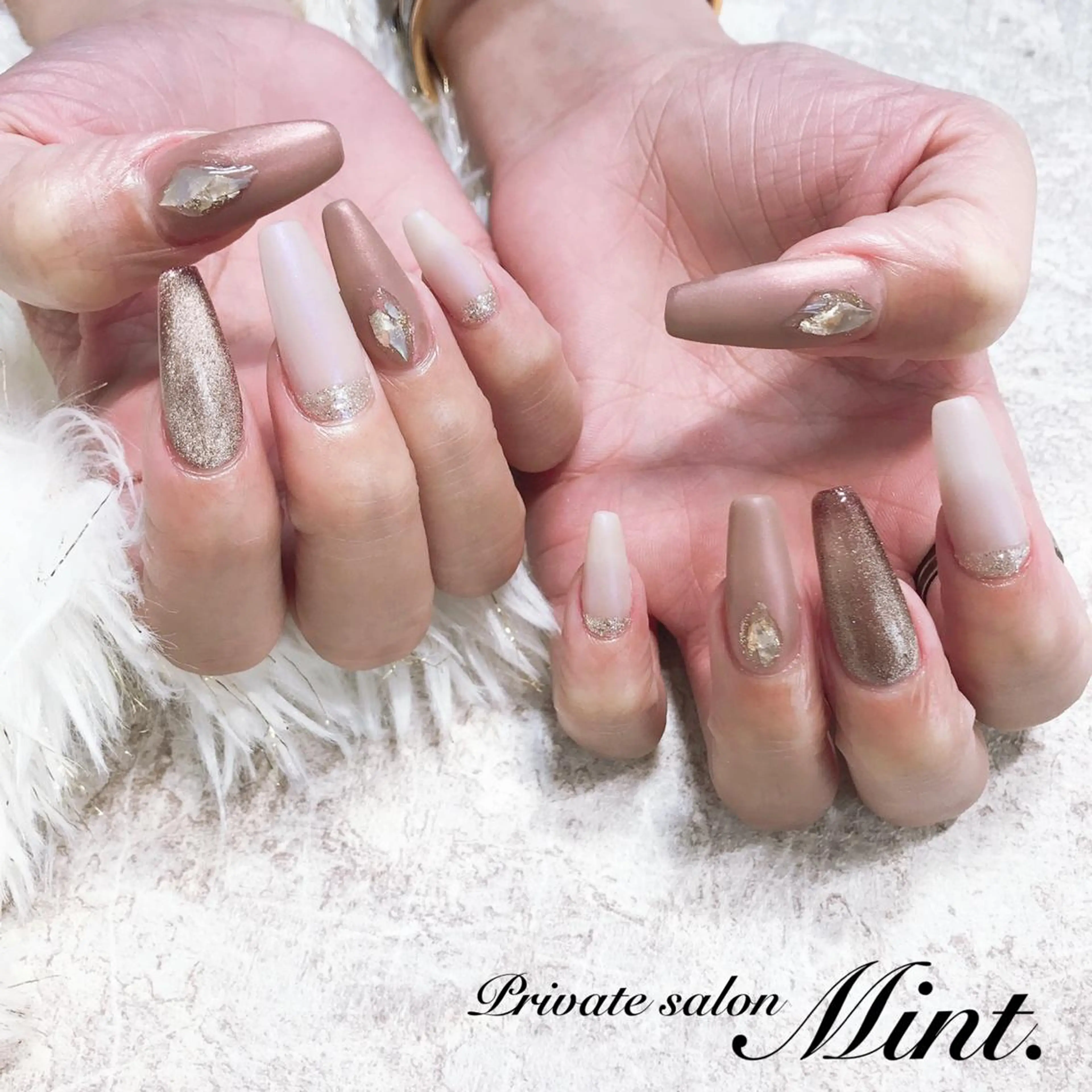 ロング ネイル 長さ出し ジェルネイル マグネットネイル マットネイル スカルプネイル ハンドネイル Mint. nailのネイルデザイン