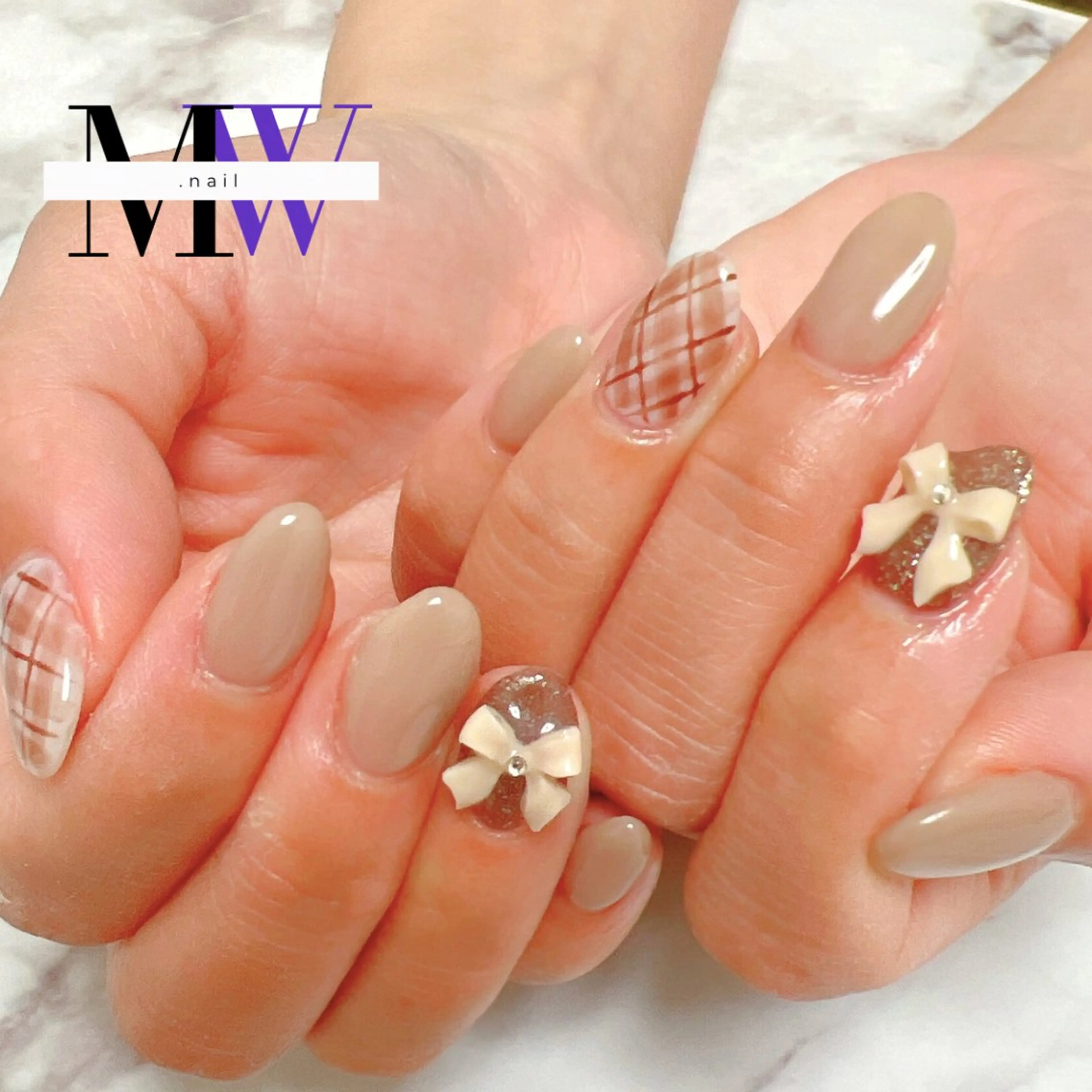 ネイル リボン ハンドネイル MW .nailのネイルデザイン