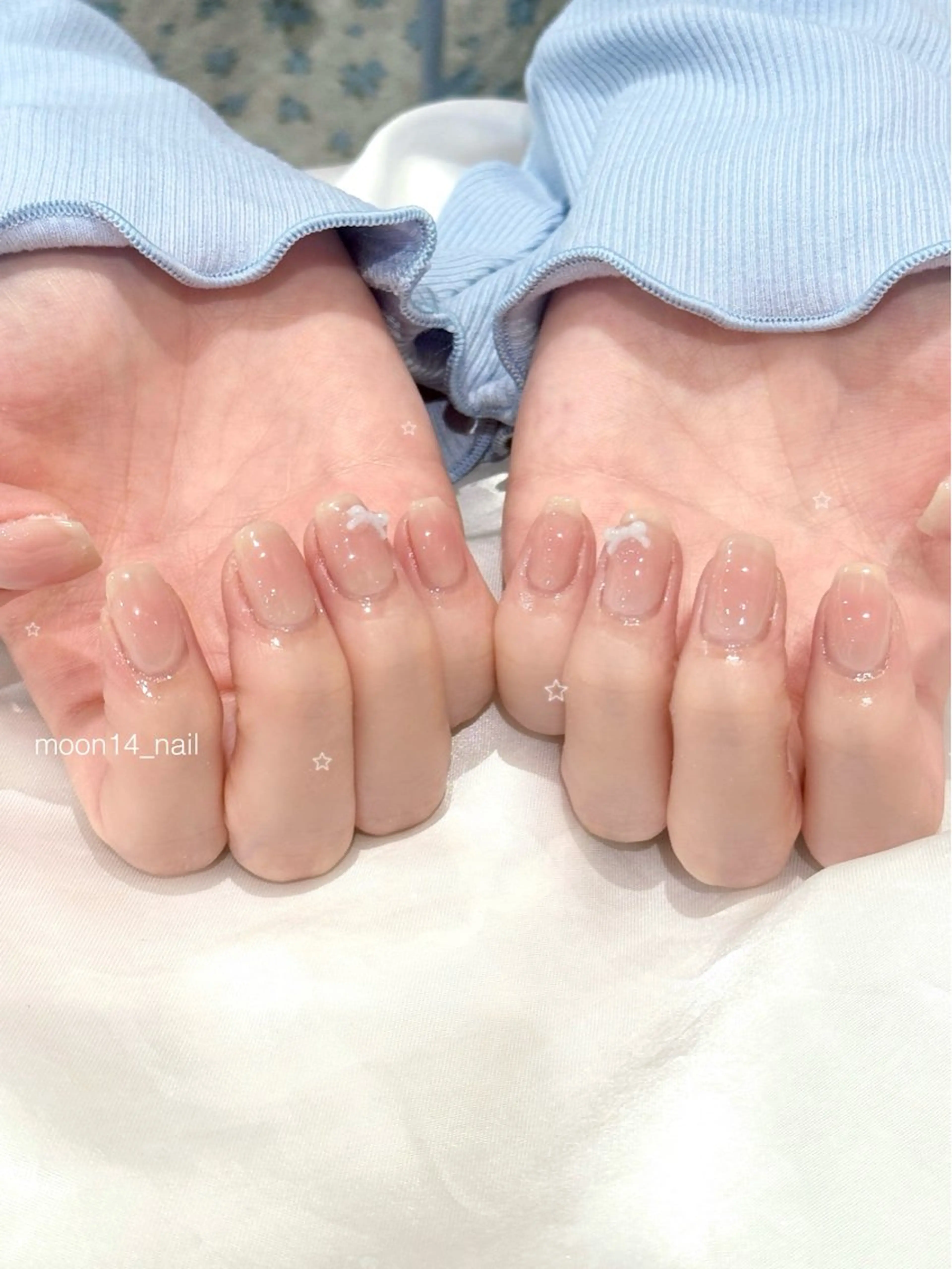 ネイル チークネイル ジェルネイル パラジェル ピンク リボン ハンドネイル natsuki 💫のネイルデザイン