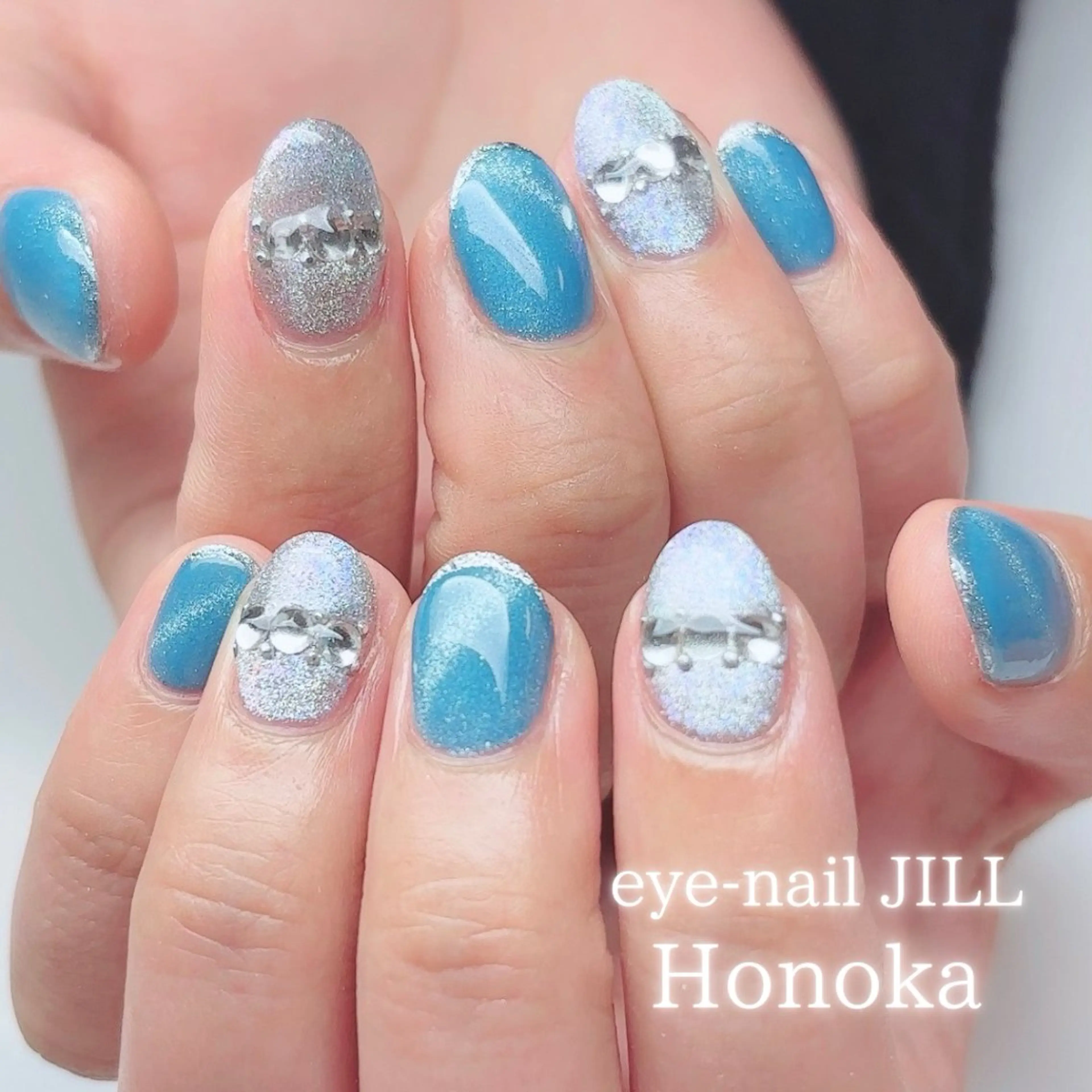 ネイル ブルー マグネットネイル ハンドネイル JILL Honokaのネイルデザイン