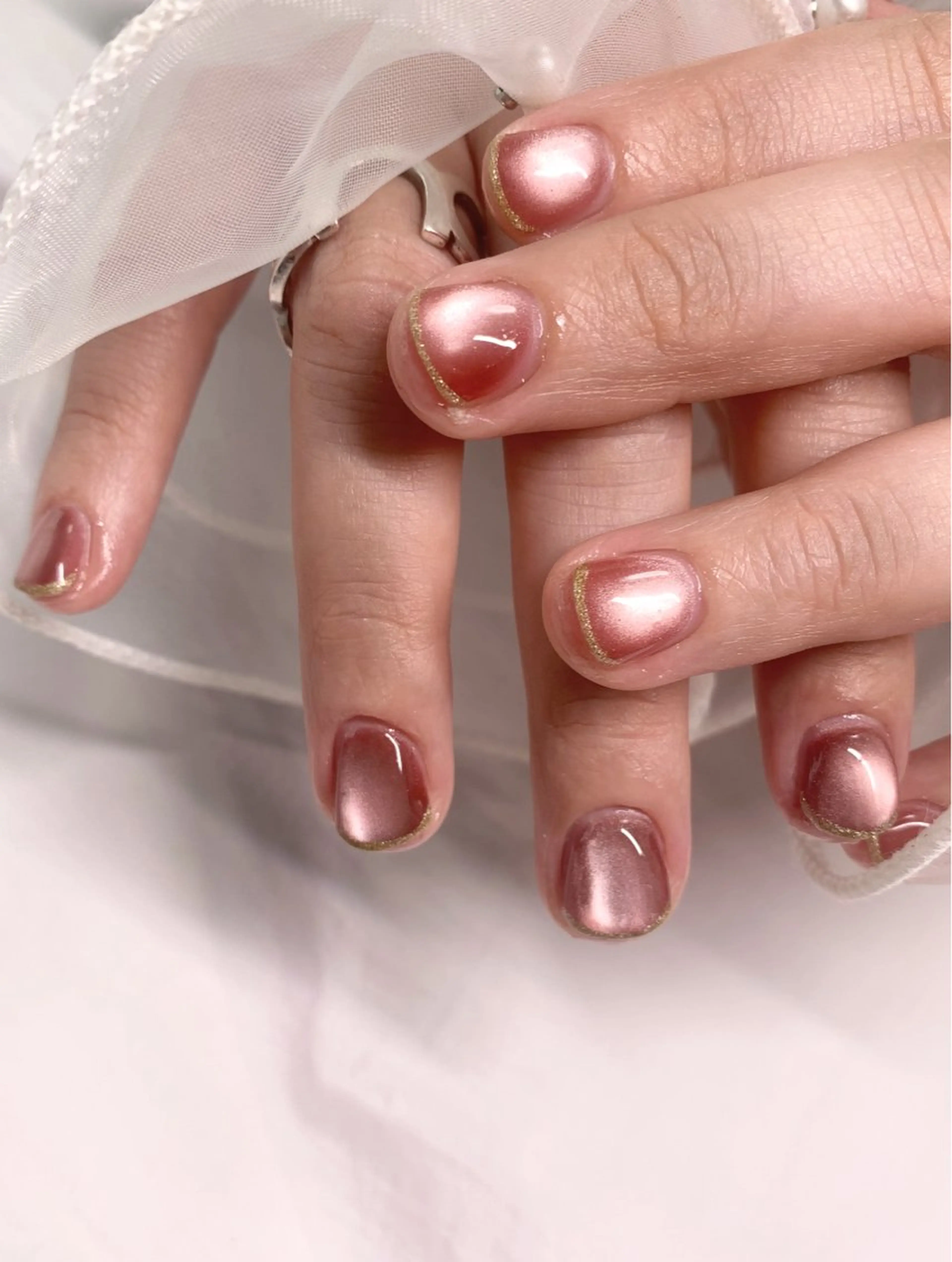 ネイル フレンチネイル マグネットネイル マグネットフレンチ nail salon happinessのネイルデザイン