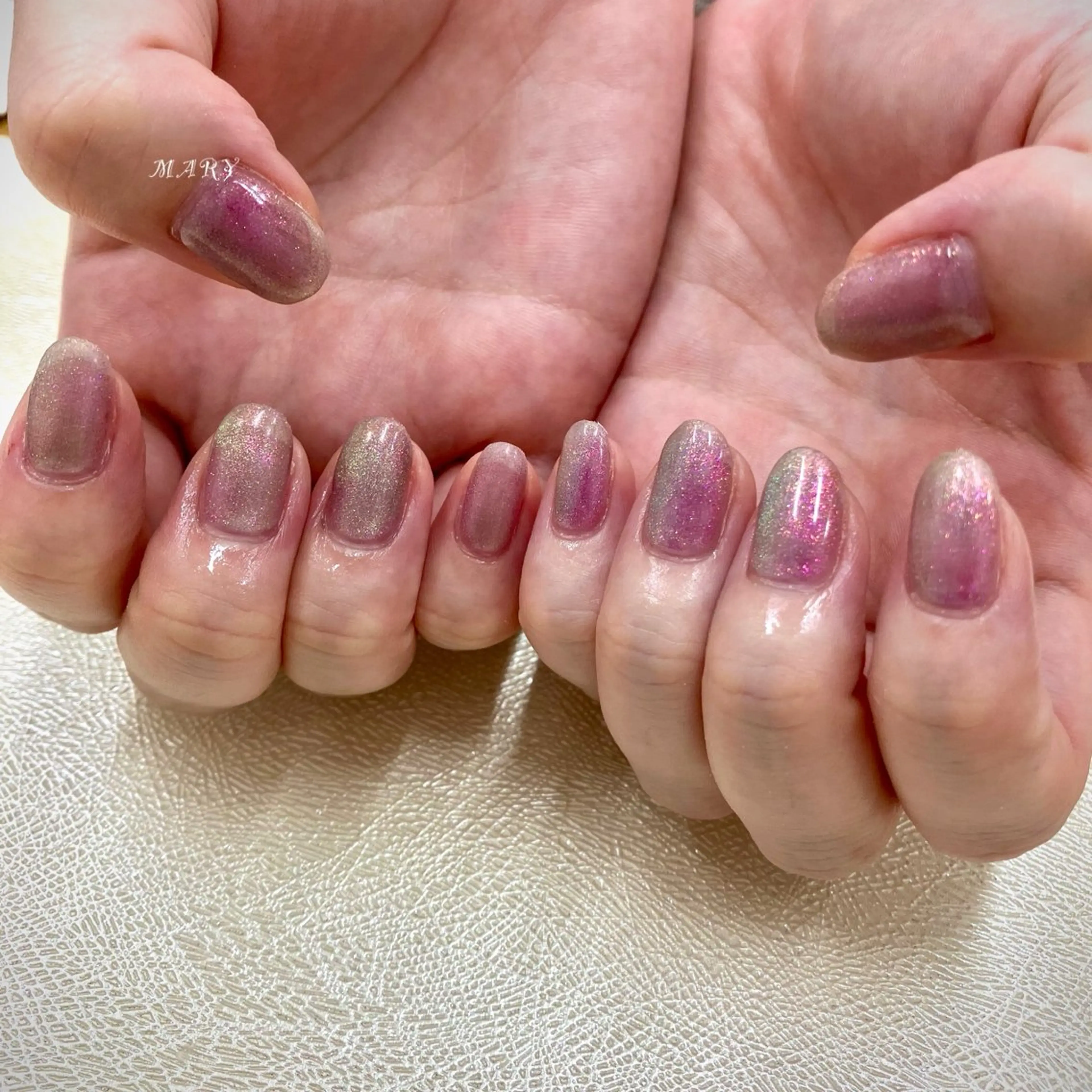 ネイル キラキラネイル マグネットネイル ニュアンスネイル ワンカラーネイル ピンク Mary nail所属・Mary nail .narumiのネイルデザイン