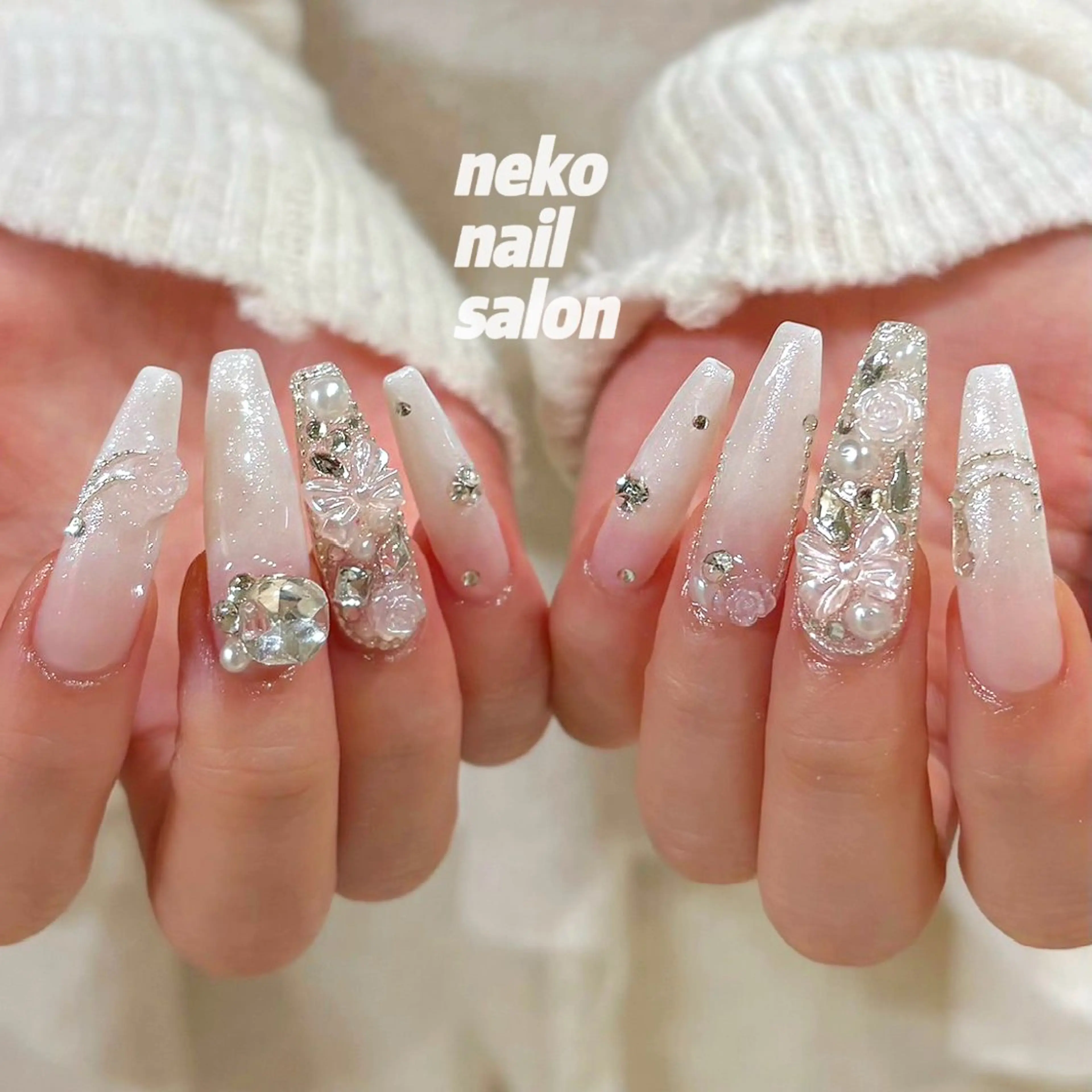 ネイル ガーリー キラキラネイル ハンドネイル neko nail所属・neko nailのネイルデザイン