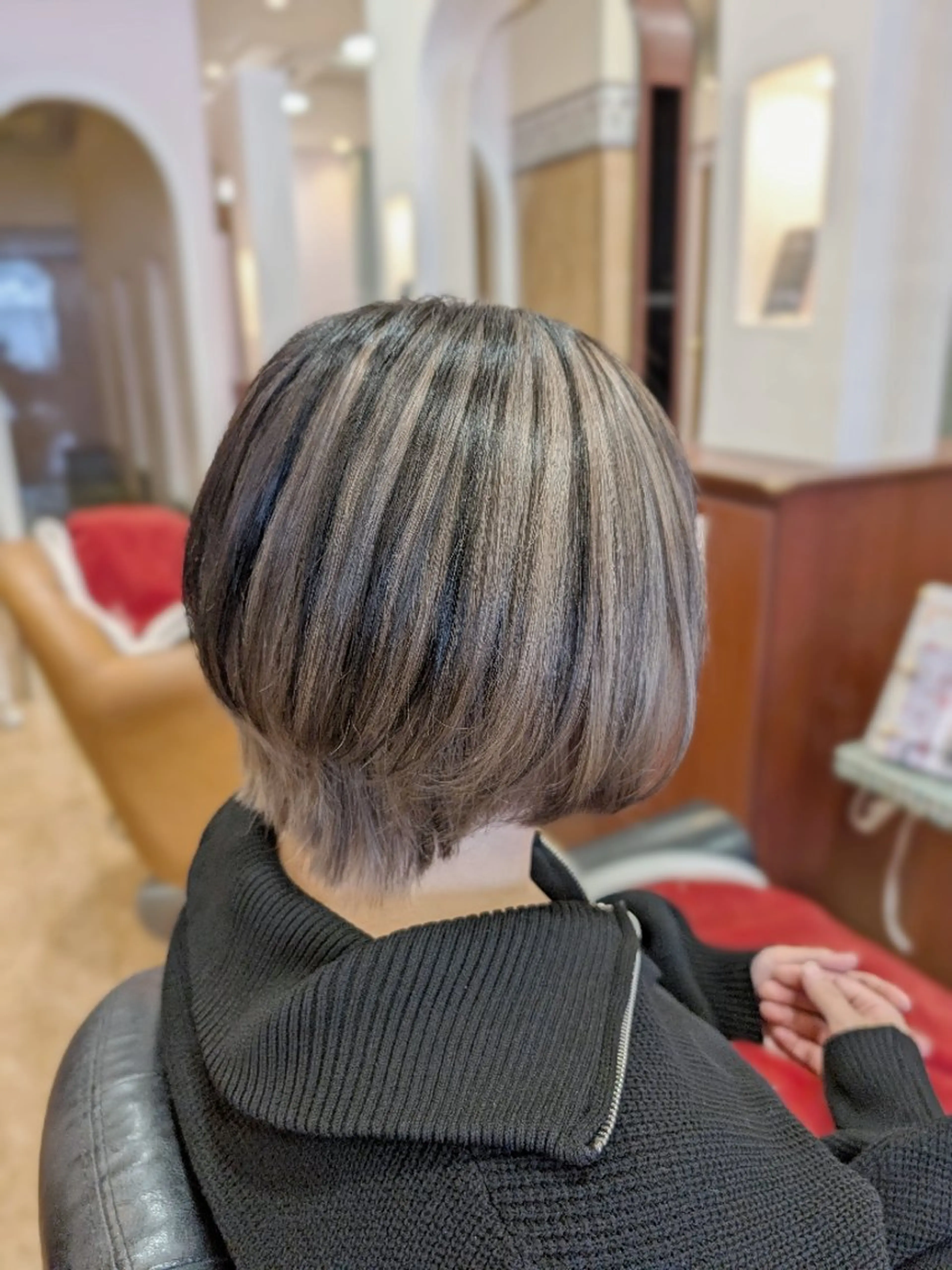 ショート カラー 黒髪 ダブルカラー グレージュ カット ヘアカラー ブランシェ勝川南口店 石原 あゆみのマツエク・マツパデザイン