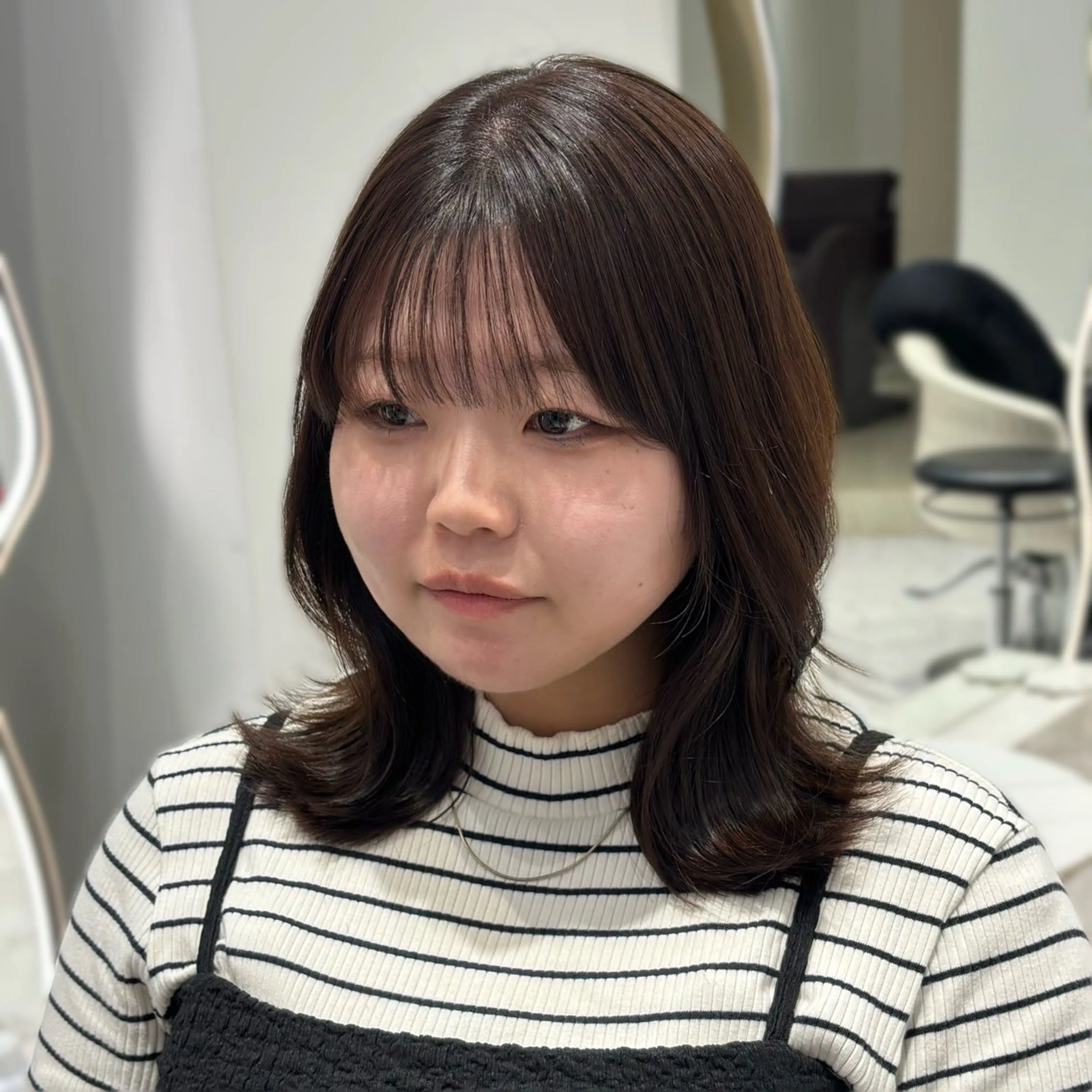 ミディアム くびれヘア 韓国風ヘア 小顔カット eclala所属・後藤 瑠菜のヘアスタイル