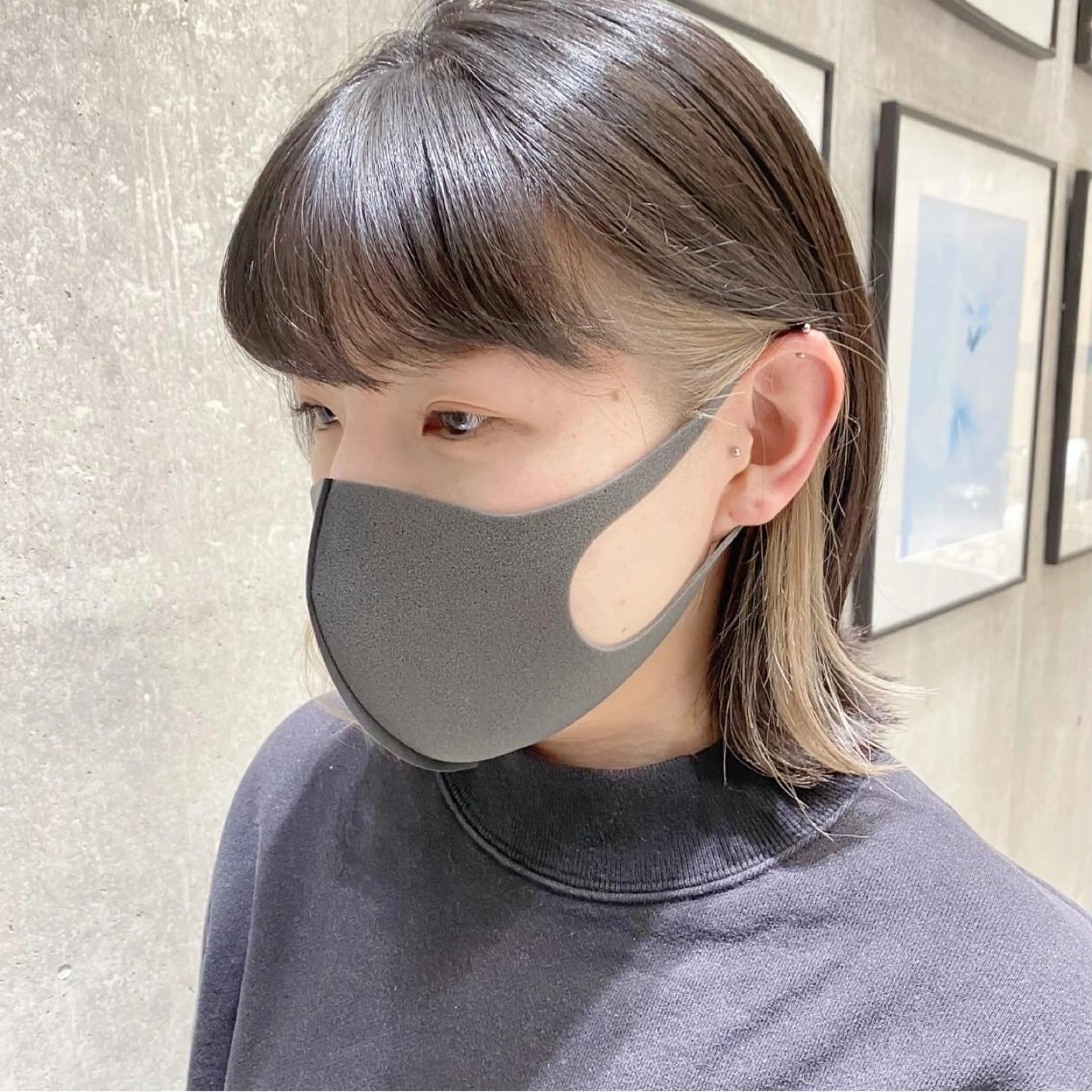 ショート カラー ボブ顔周り 韓国遠藤小雪のヘアスタイル