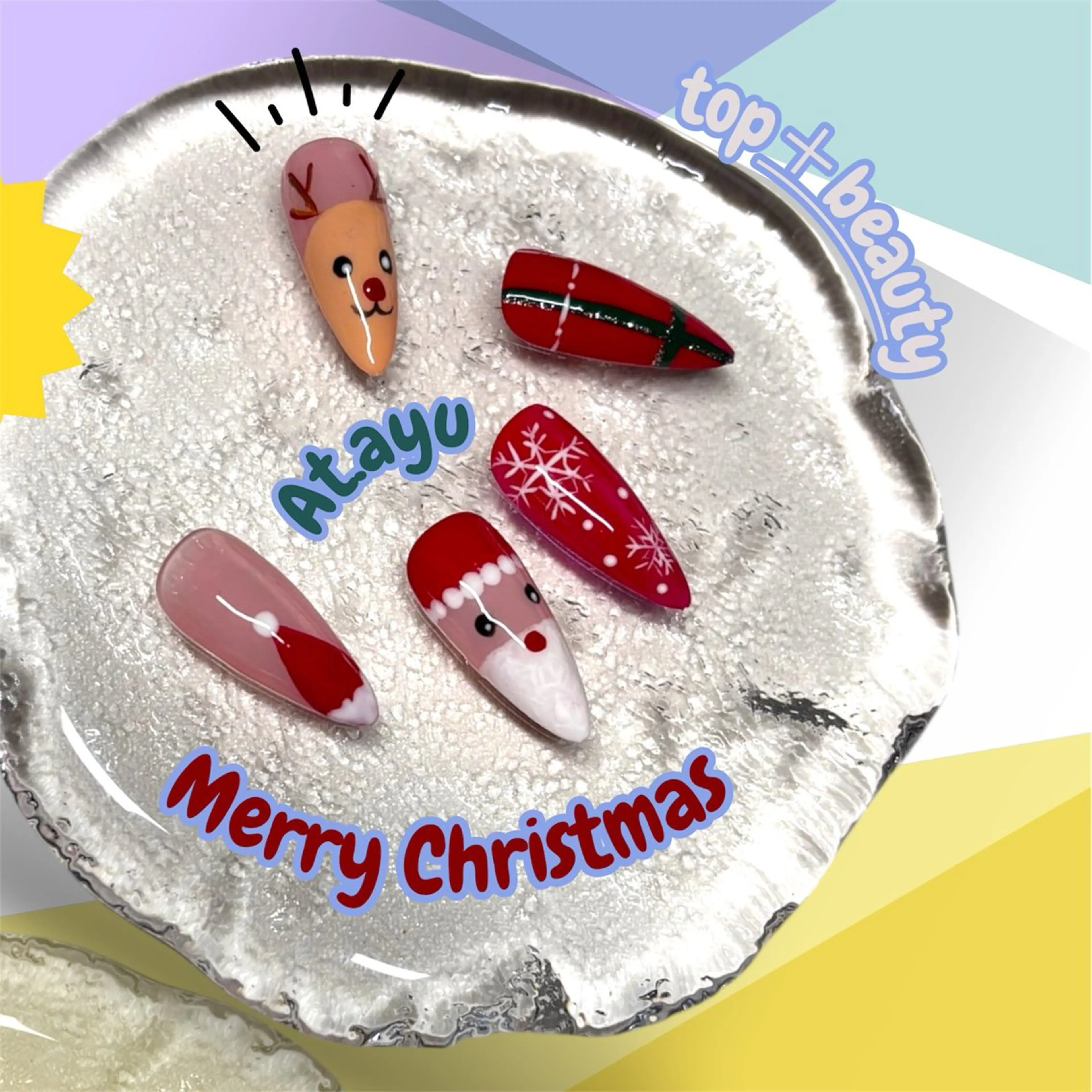 ネイル グリーン 赤色 冬ネイル クリスマス T + B ❇︎ ayuのネイルデザイン