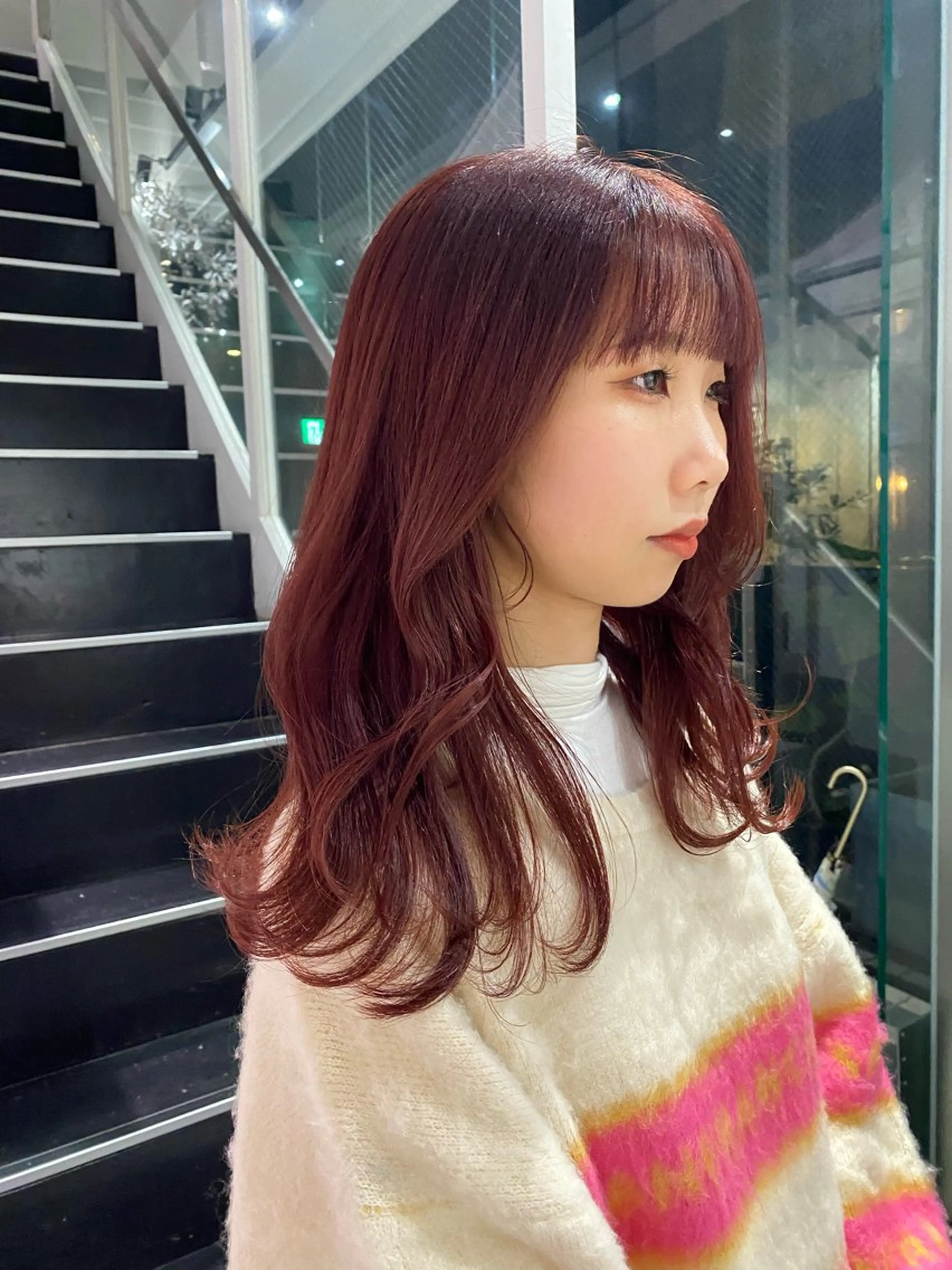 セミロング カラー レッドカラー とびまつ /ショート/脱白髪染のヘアスタイル