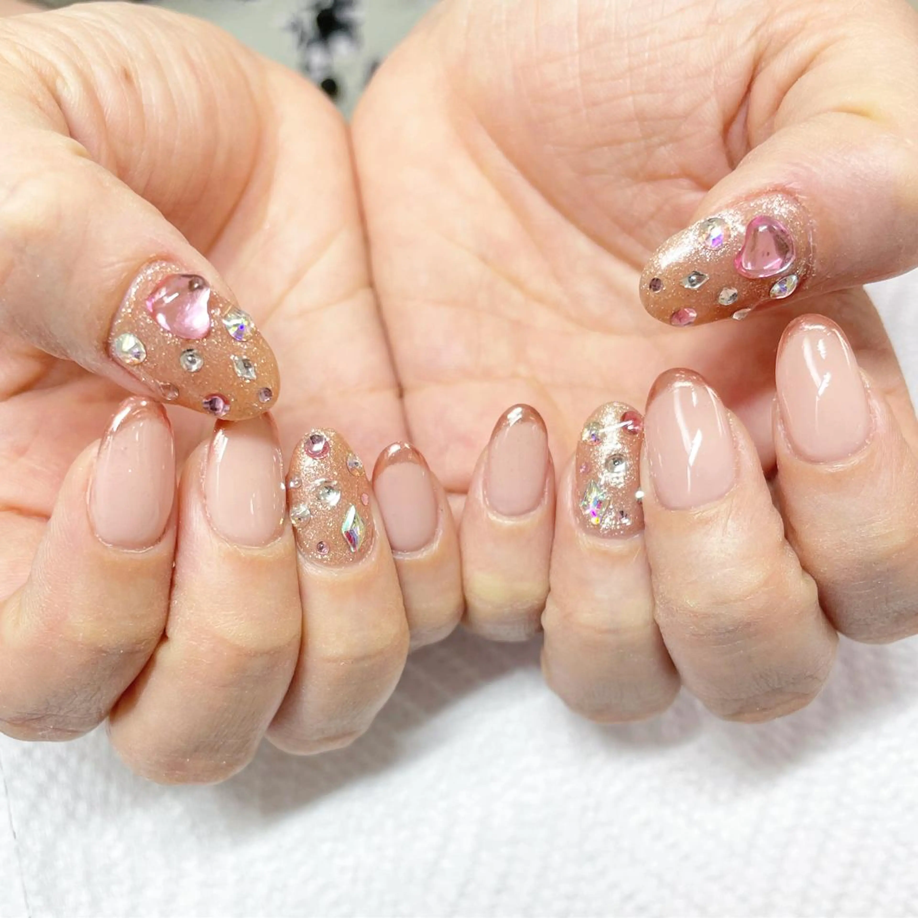 ネイル ハート ピンク ハンドネイル Minami 🍓のネイルデザイン