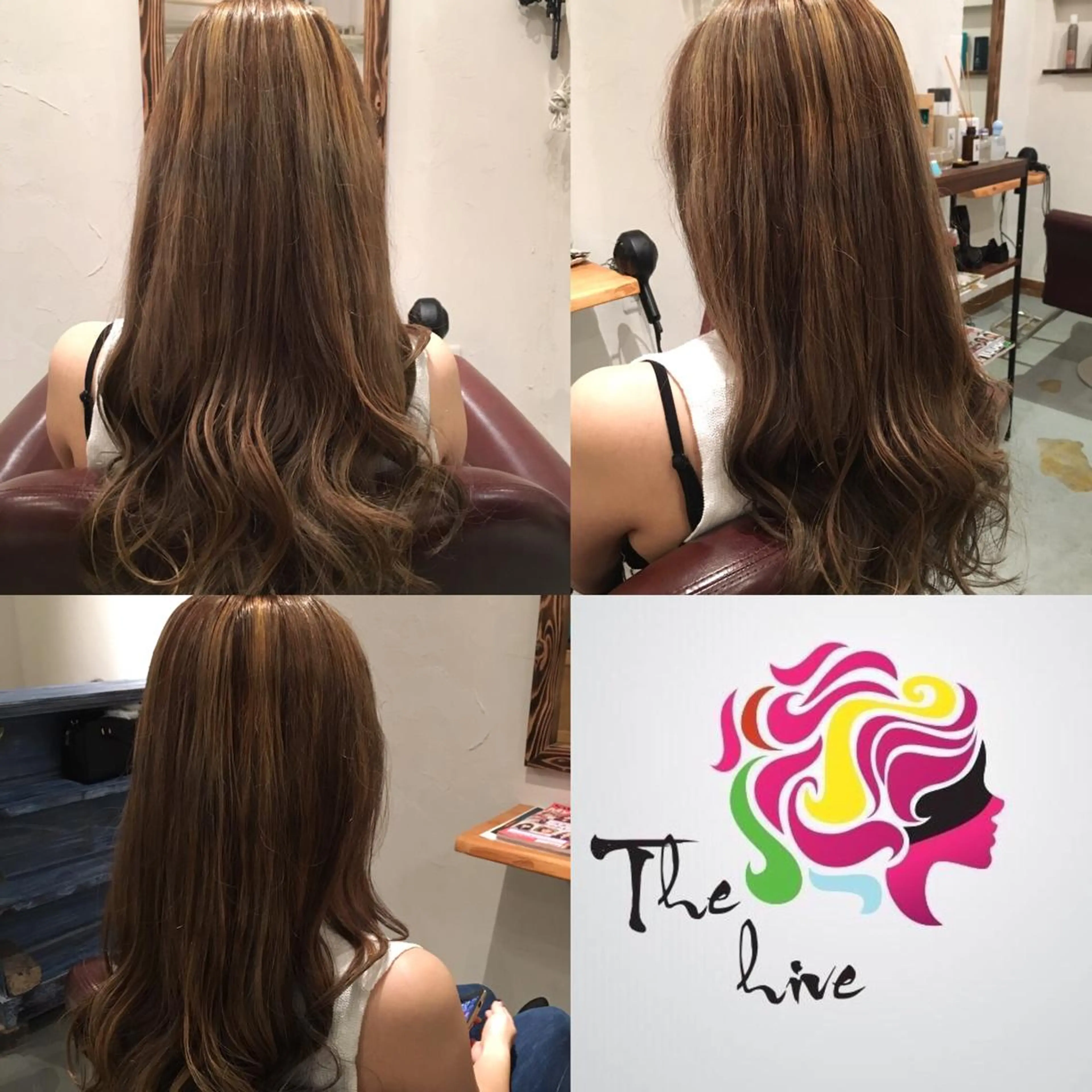 ロング カラー アッシュ ハイライトカラー ハイライト Hair salon The  hiveのヘアスタイル