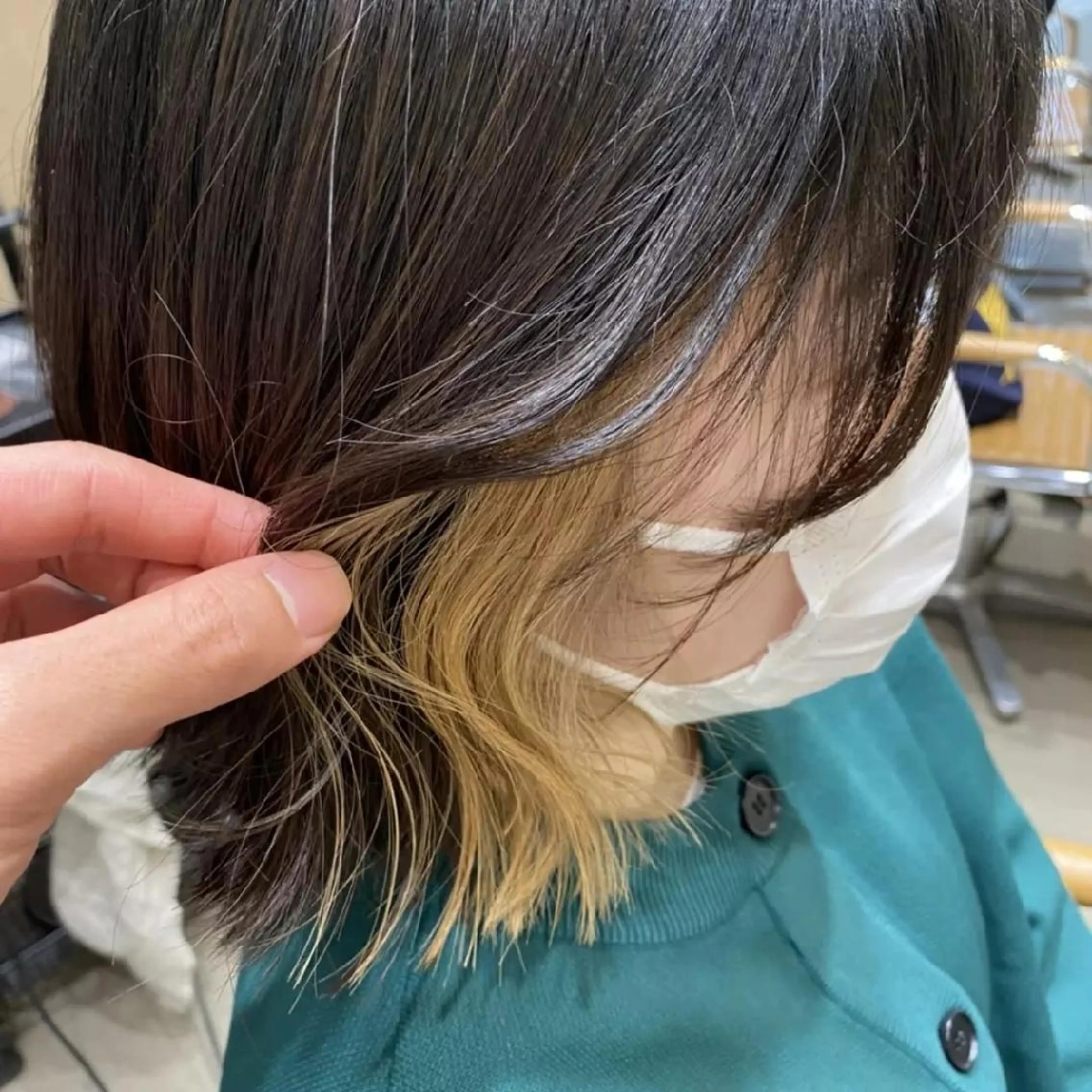 ミディアム カラー ベージュカラー enn.bleach by t.a.g所属・SHUNTA /ブリーチ/レイヤーのヘアスタイル