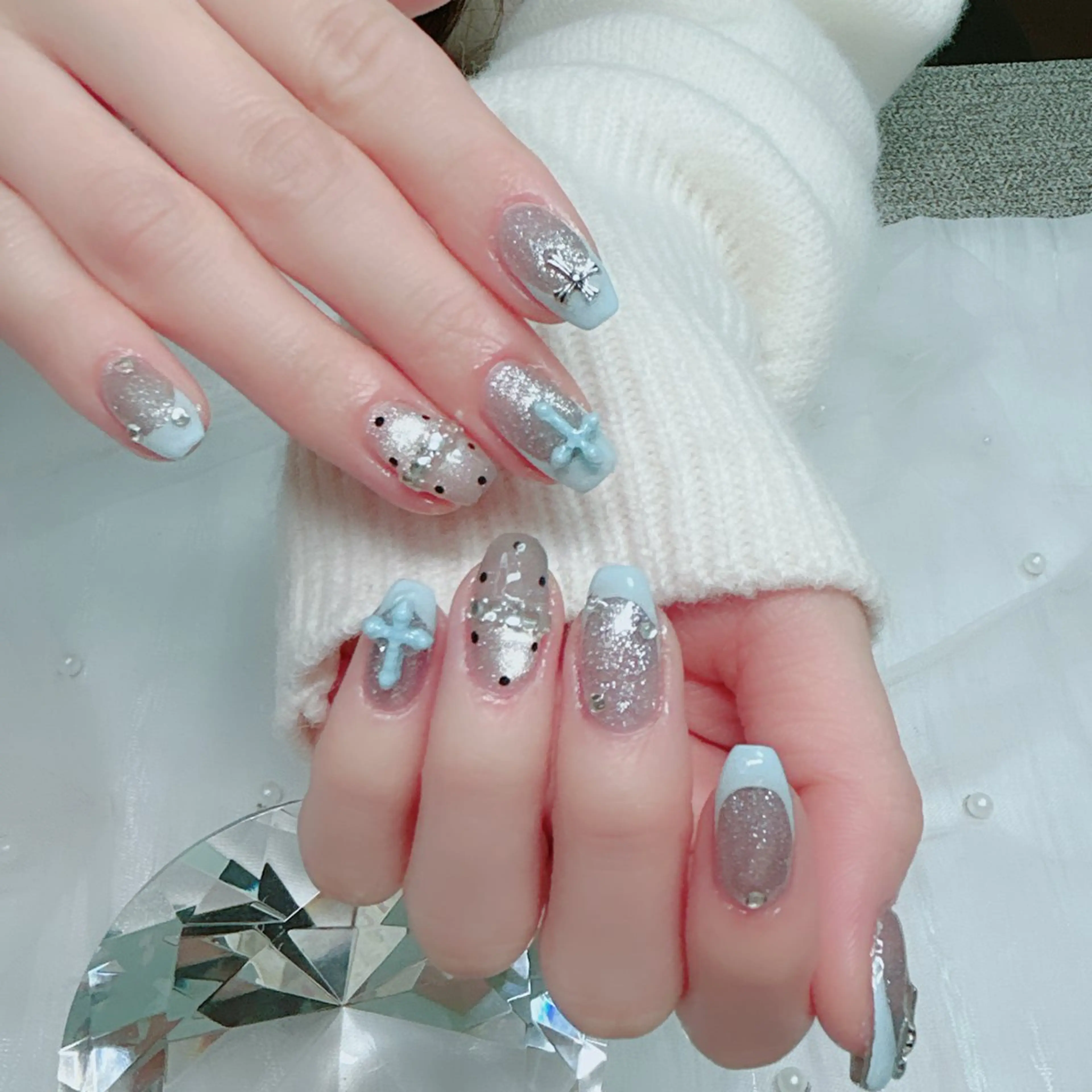 ネイル アニマル柄 アートネイル フレンチネイル ジェルネイル ガーリー ハンドネイル Cute Tips nailのネイルデザイン