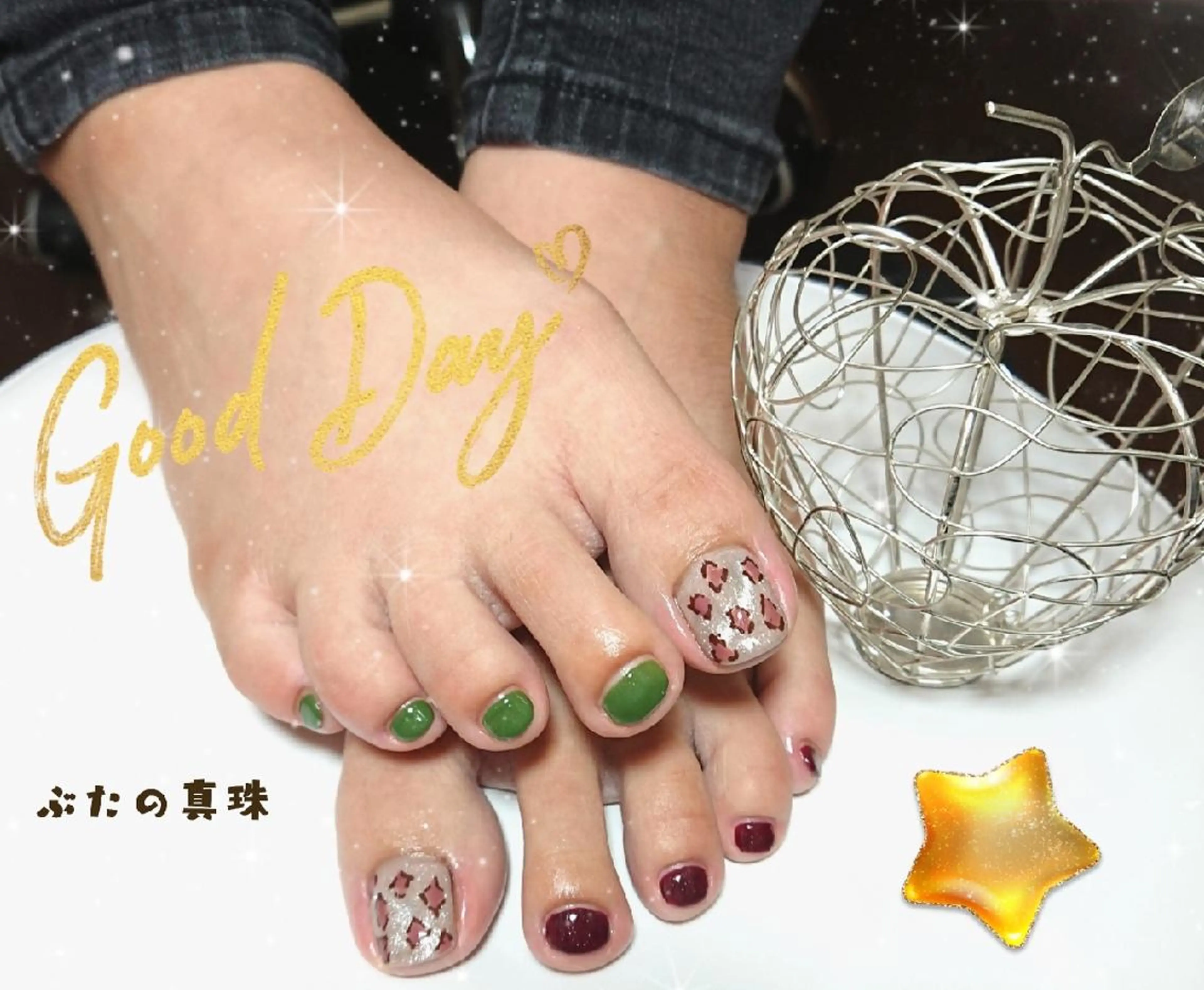 ネイル アニマル柄 マグネットネイル フットネイル 林 珠里のネイルデザイン