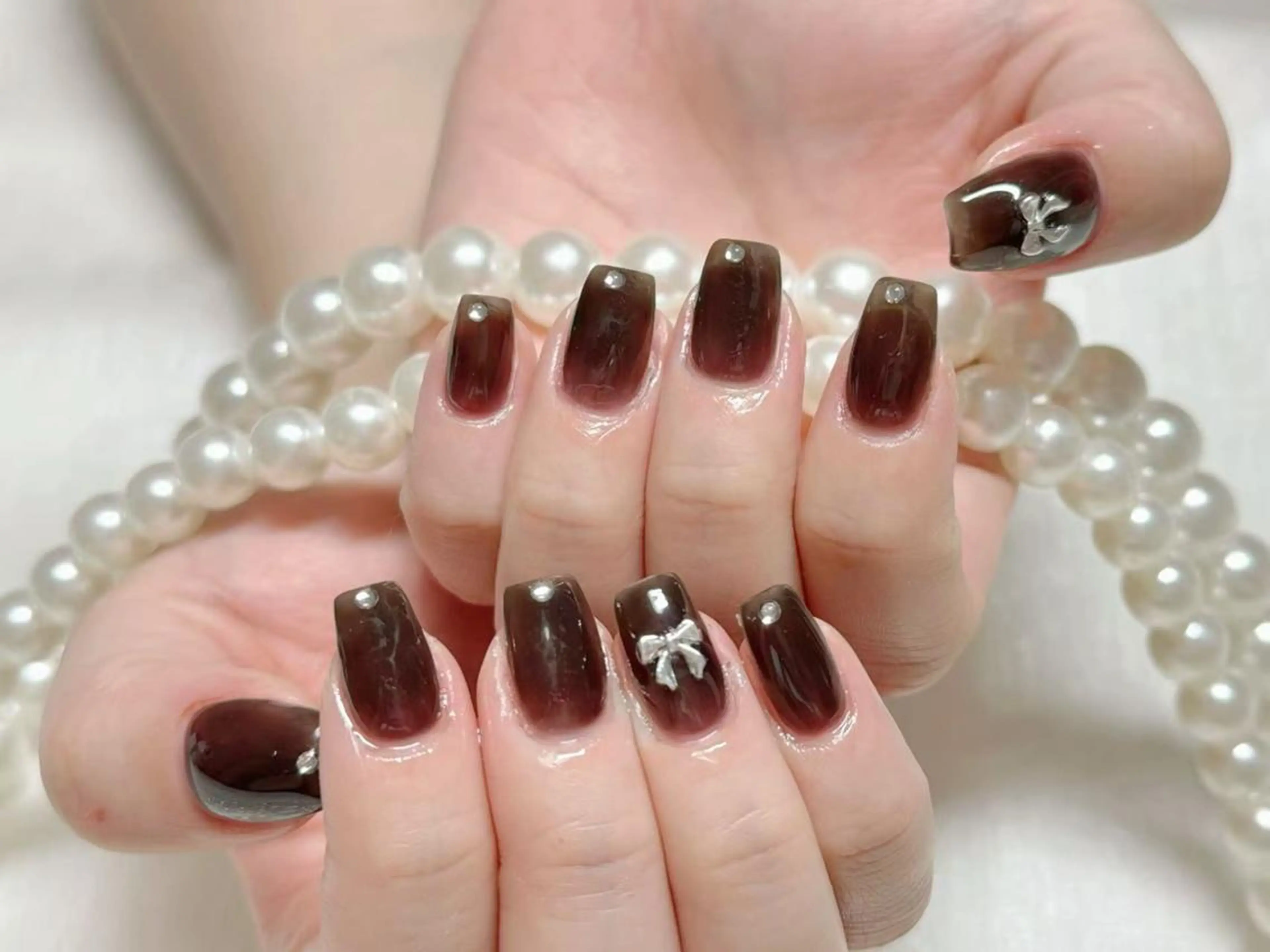 ネイル アートネイル クリアネイル 成人式 長さ出し フラッシュネイル ハンドネイル Ru na🍳のネイルデザイン