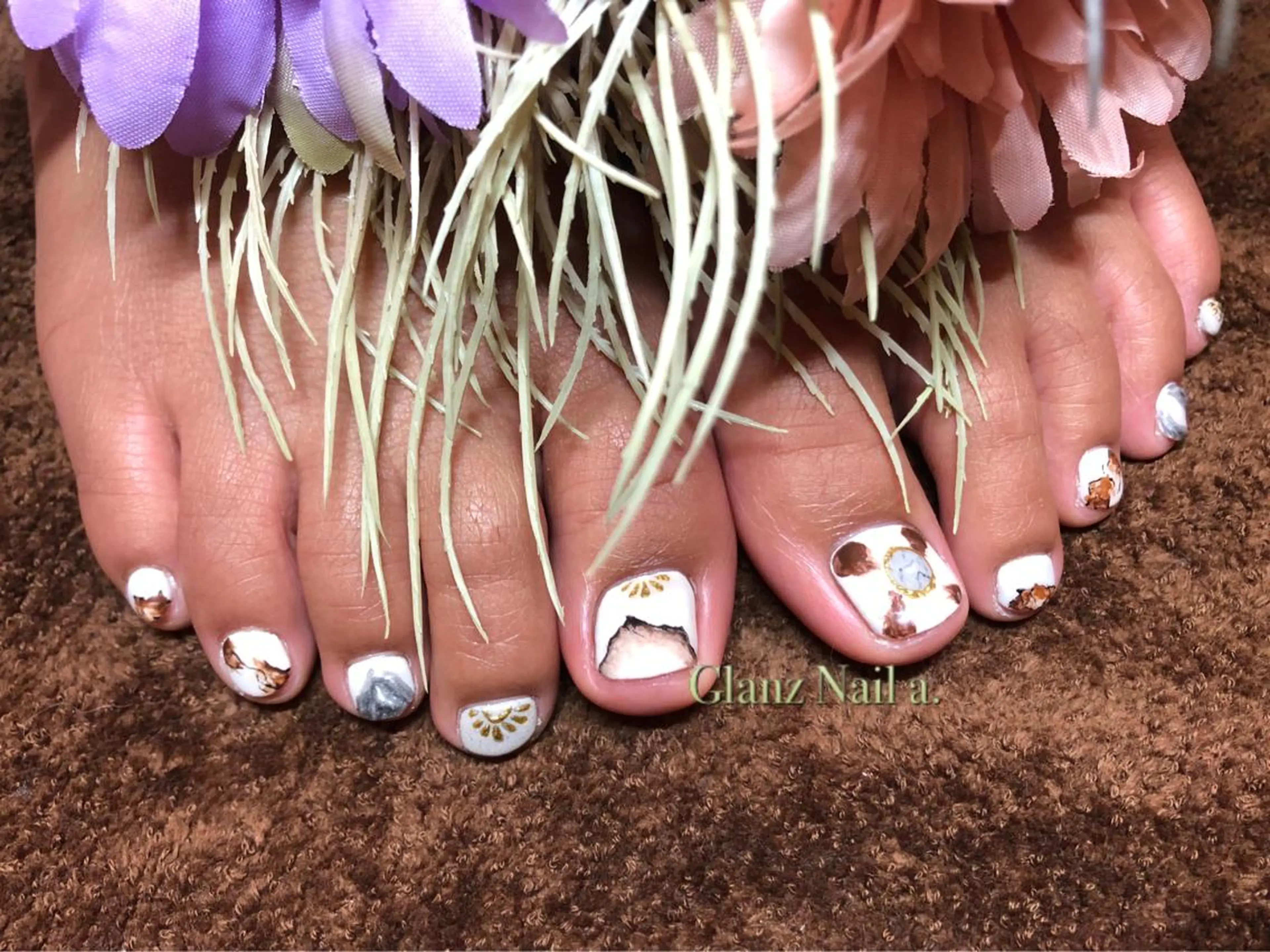 ネイル フットネイル ジェルネイル ニュアンスネイル Glanz  Nail aのネイルデザイン