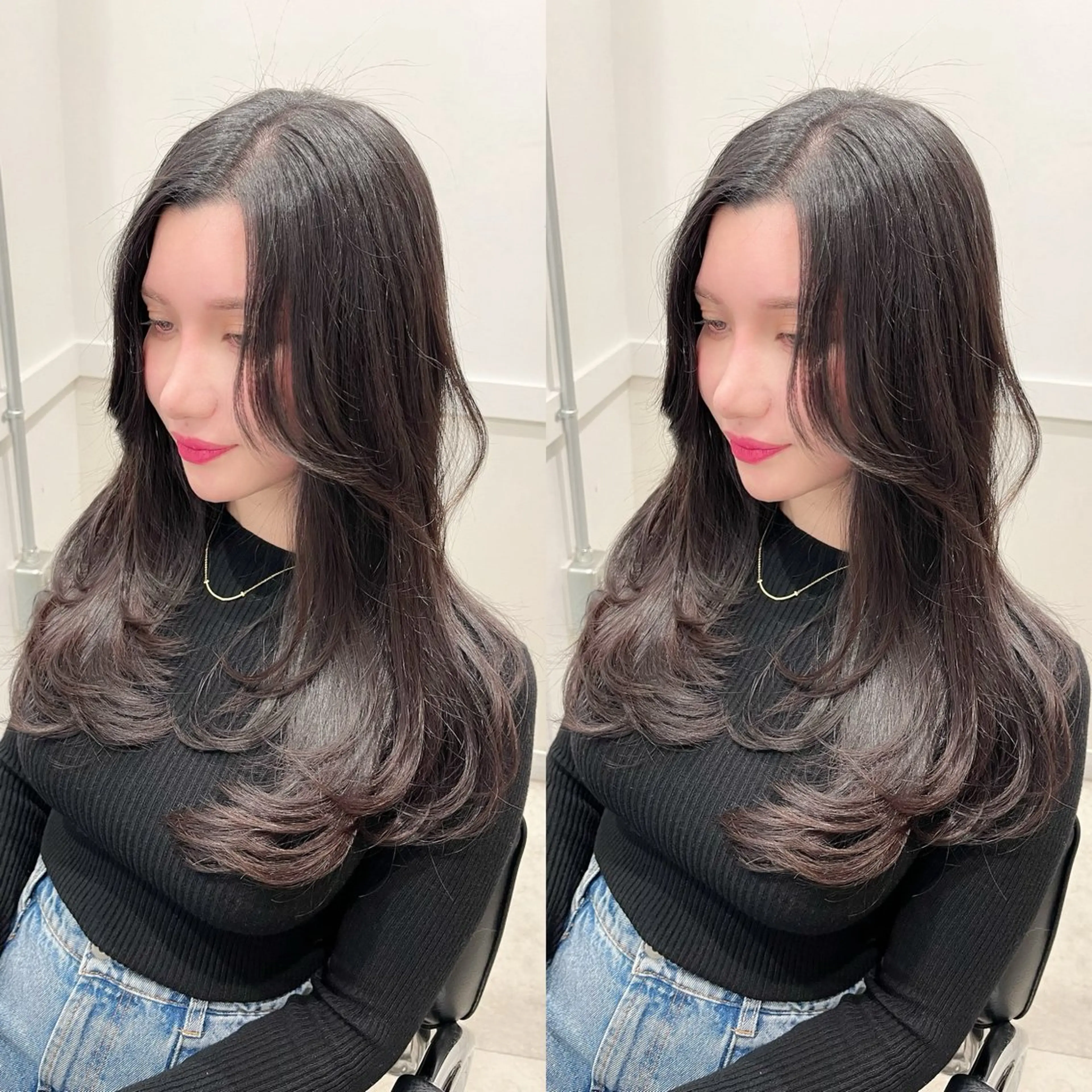 ロング カット ヘアカラー トリートメント 縮毛矯正/髪質改善 /レイヤー/韓国のヘアスタイル