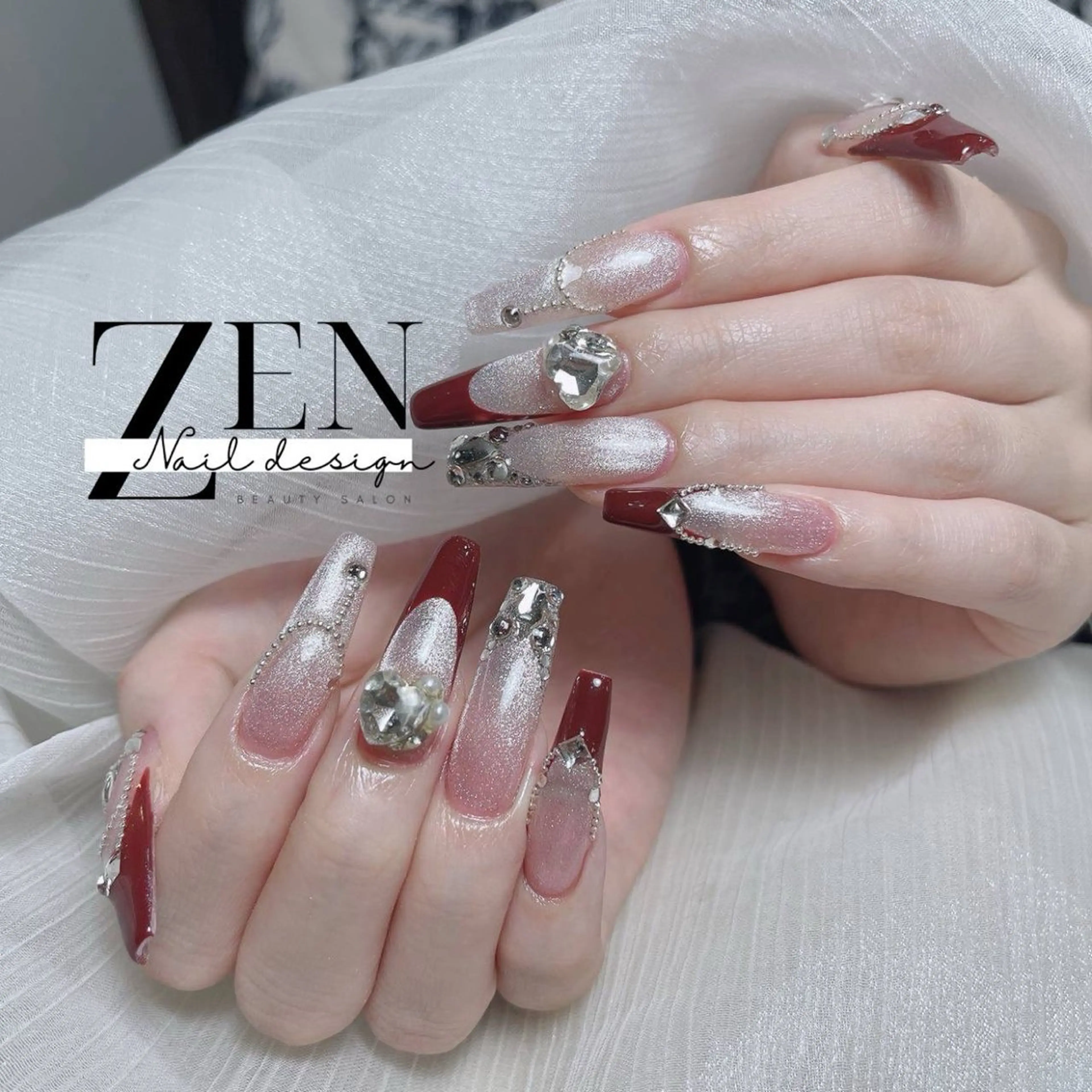 ネイル チークネイル フレンチネイル ジェルネイル 韓国ネイル マグネットネイル ハンドネイル Zen Nail Design 池袋のネイルデザイン