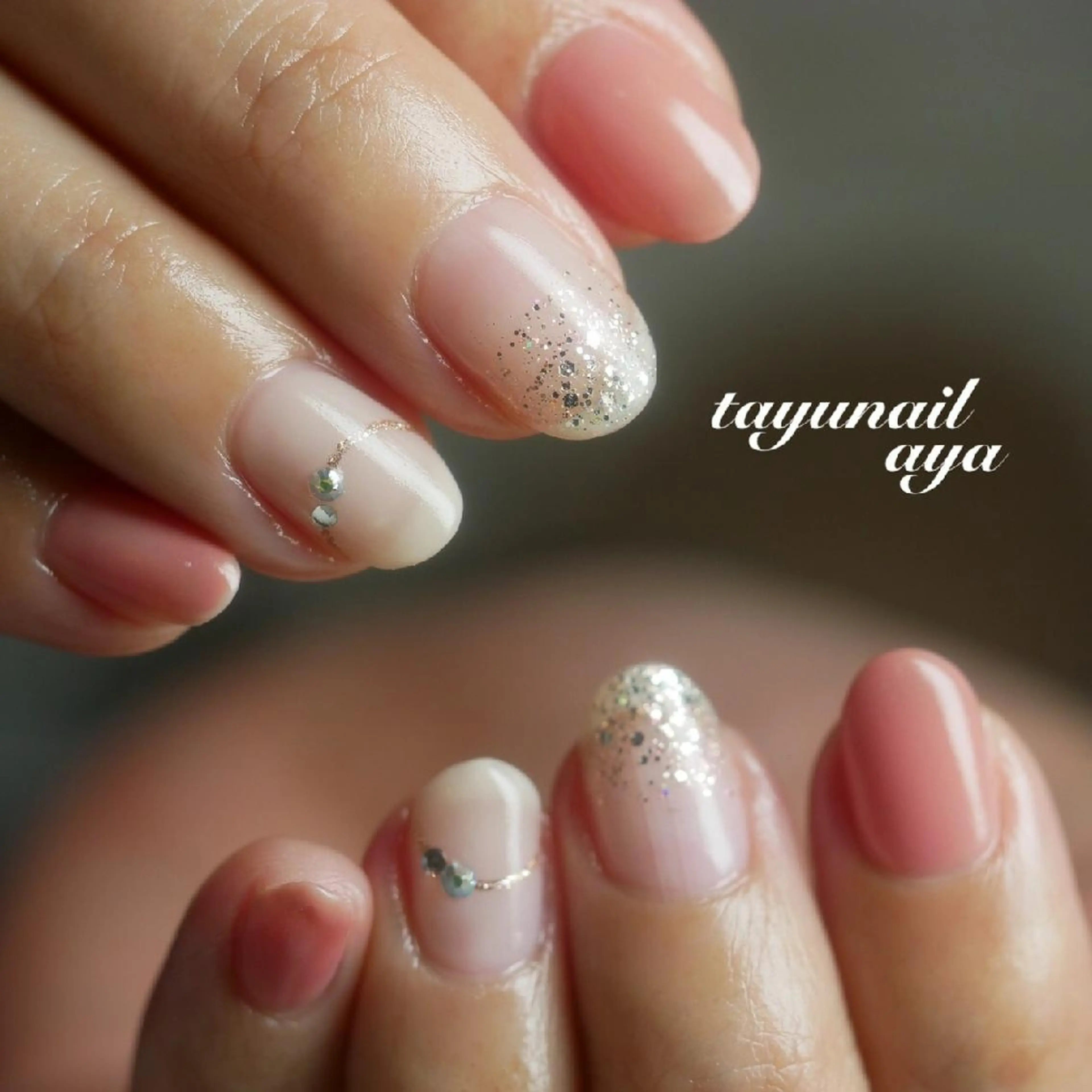 ネイル アートネイル ブルー ジェルネイル ラメ(グリッター) ラメグラデーション ネイルサロン・ネイルスクール　たゆnail所属・ネイルサロン 【たゆnail】のネイルデザイン