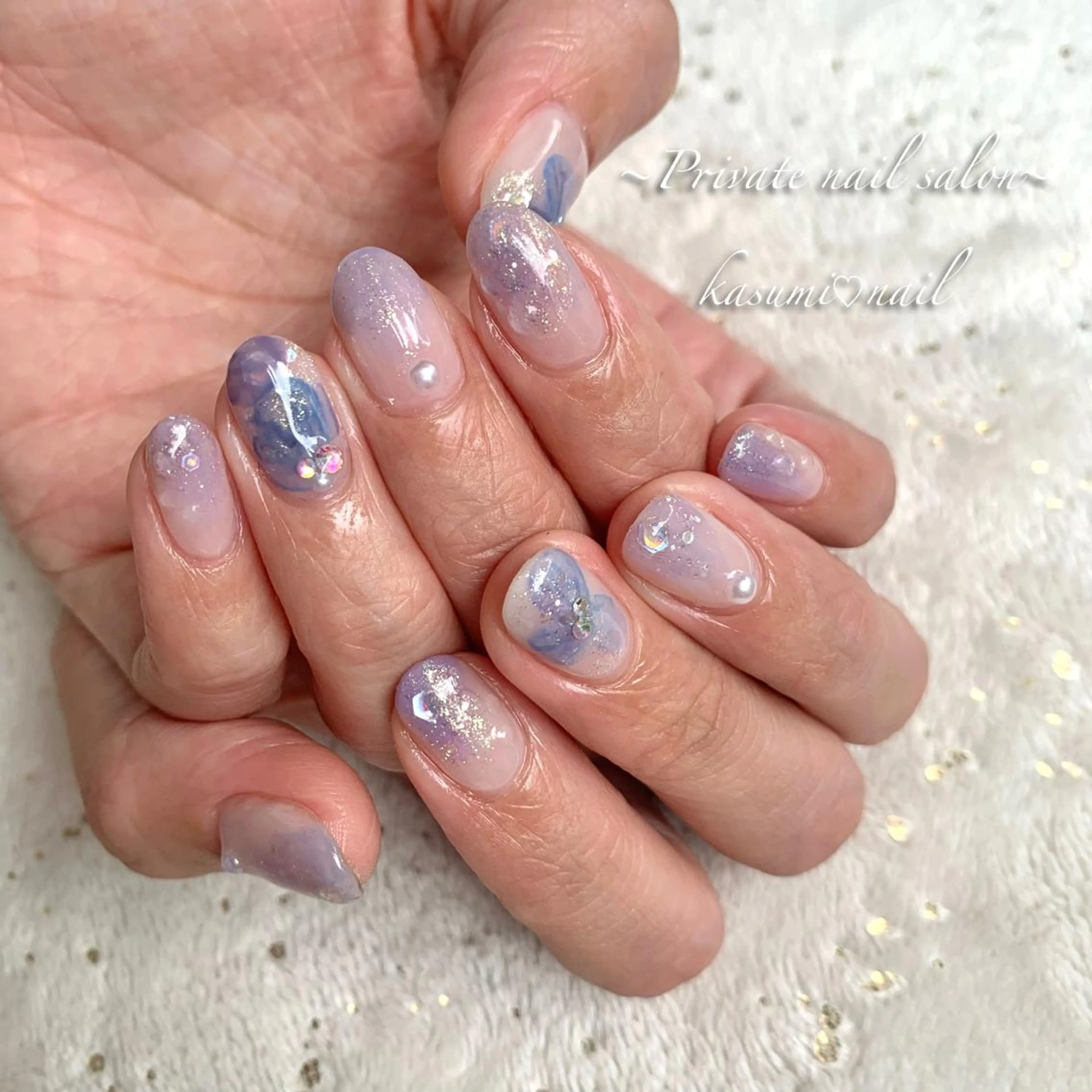 ネイル アートネイル ラメ(グリッター) マグネットネイル ミラーネイル 持ち込み KASUMI♡ Nailのネイルデザイン