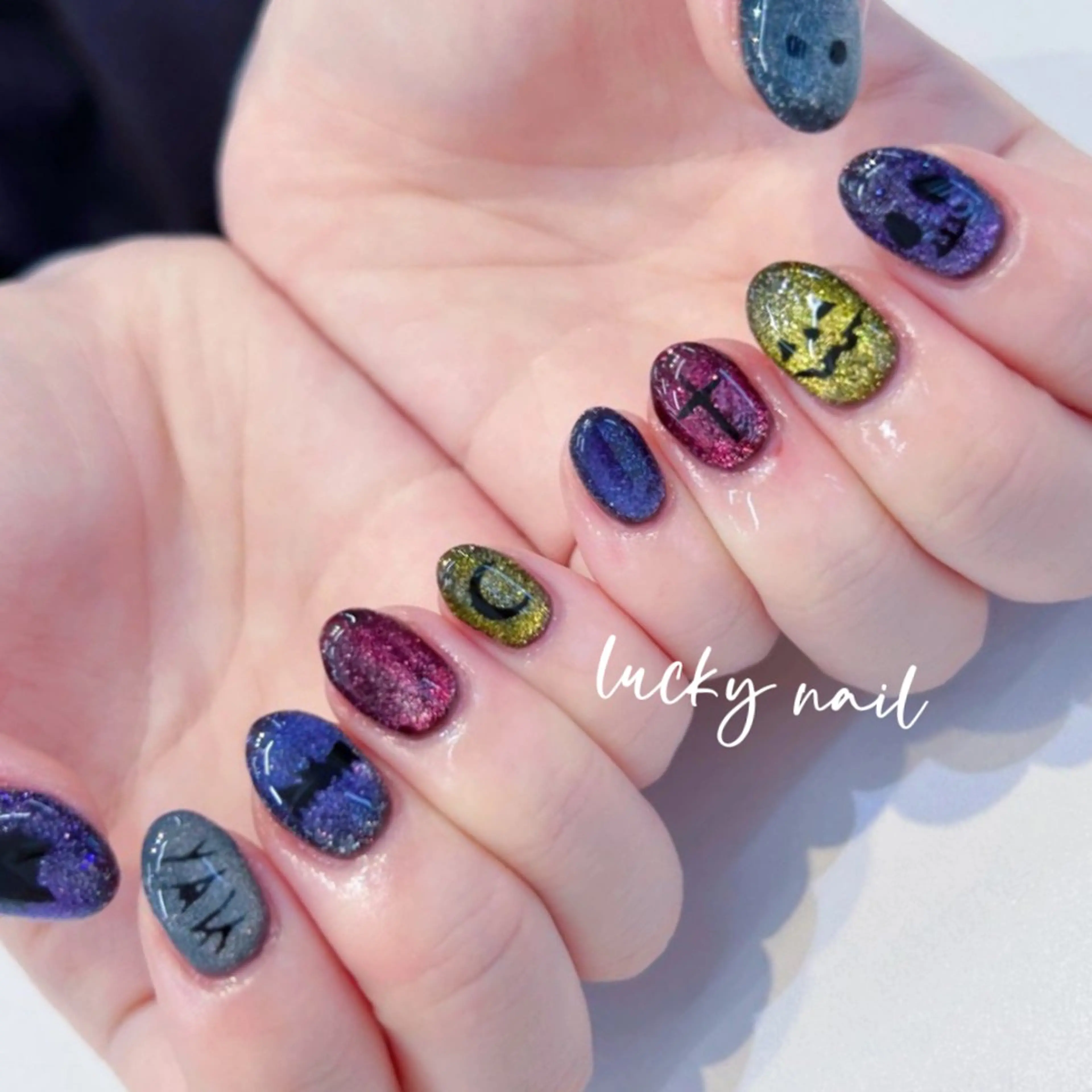 ネイル チークネイル 長さ出し ジェルネイル マグネットネイル 持ち込み ハンドネイル ハンドケア ラッキーネイルサロン 西川口東口店のネイルデザイン