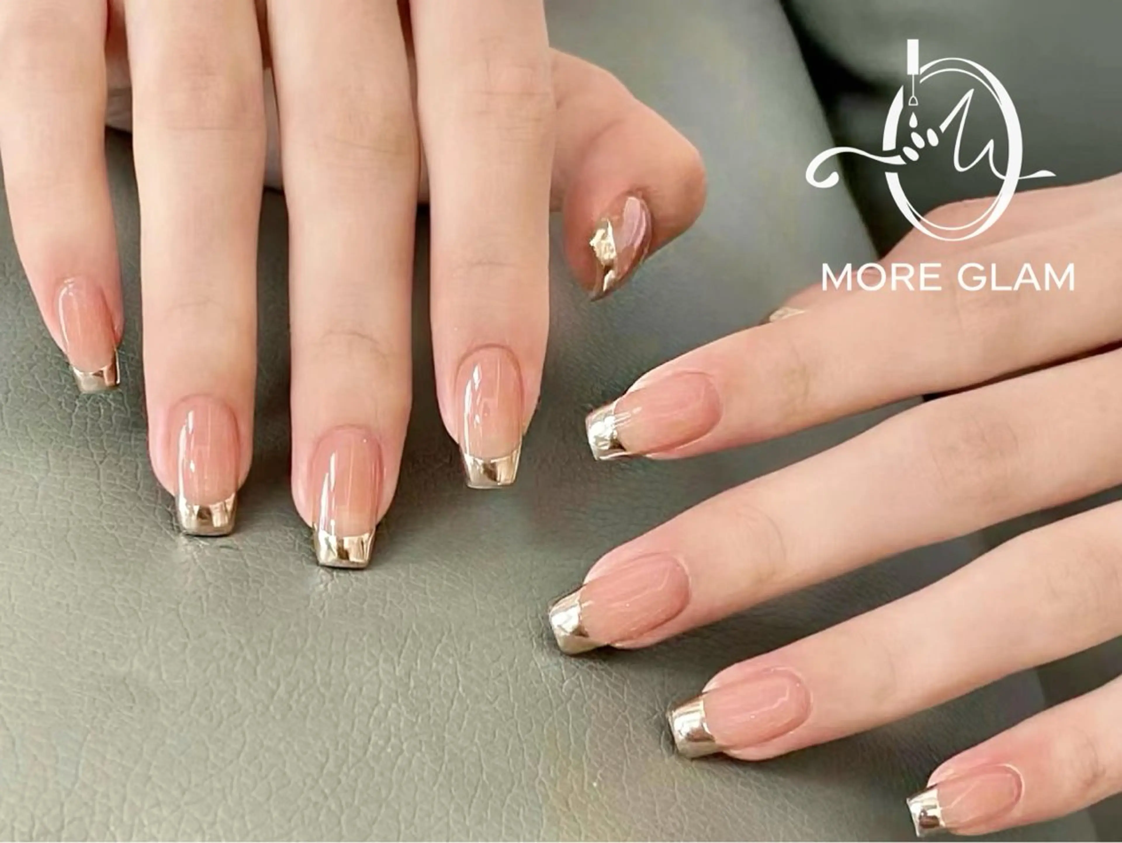 【スペシャルフレンチ】キラキラガラス/ミラー/オーロラフレンチ　6980円の写真