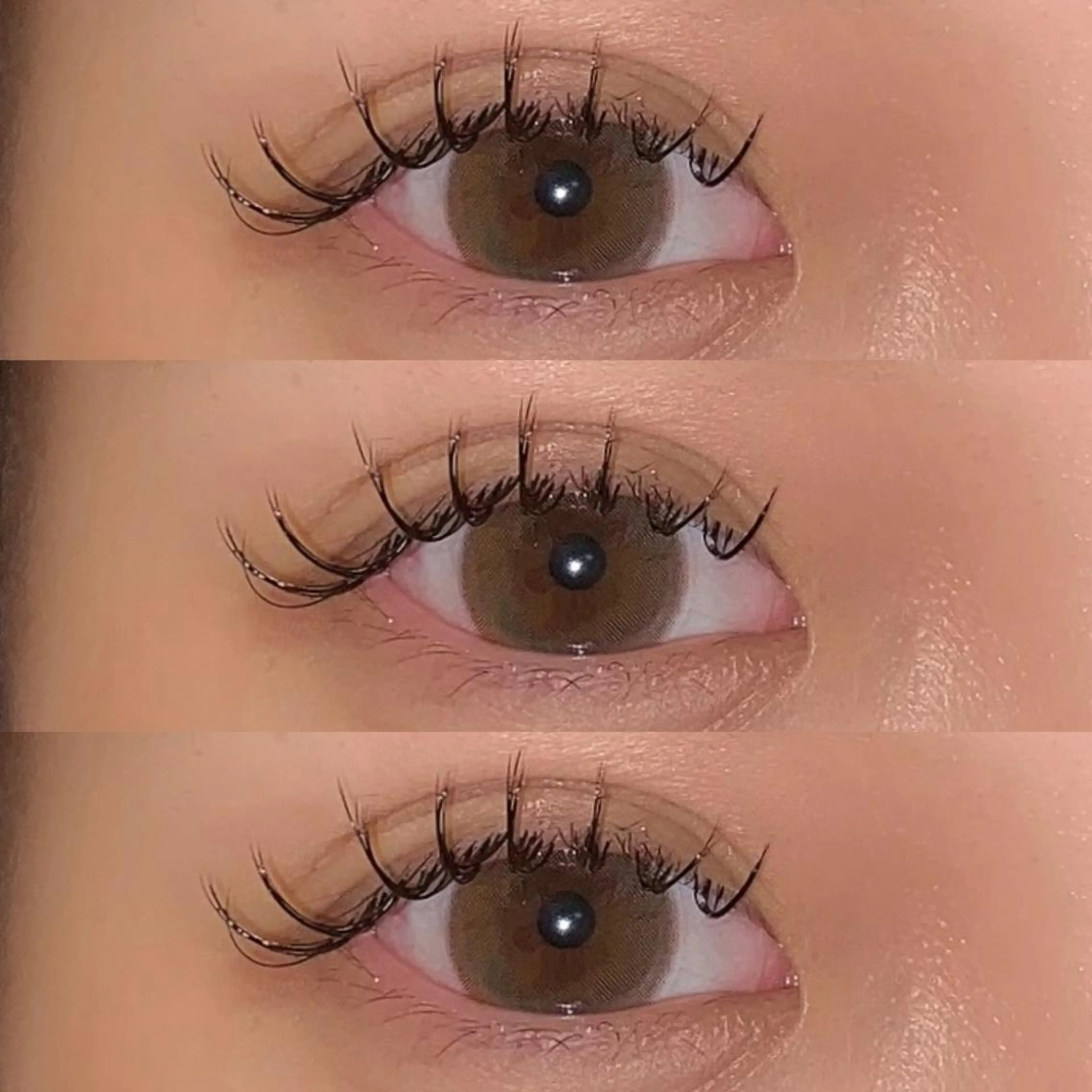 マツエク・マツパ 束感まつ毛 フラットラッシュ 韓国風マツエク パリジェンヌラッシュリフト ボリュームラッシュ 肌に馴染むハイトーン /ミルクティーカラーのヘアスタイル