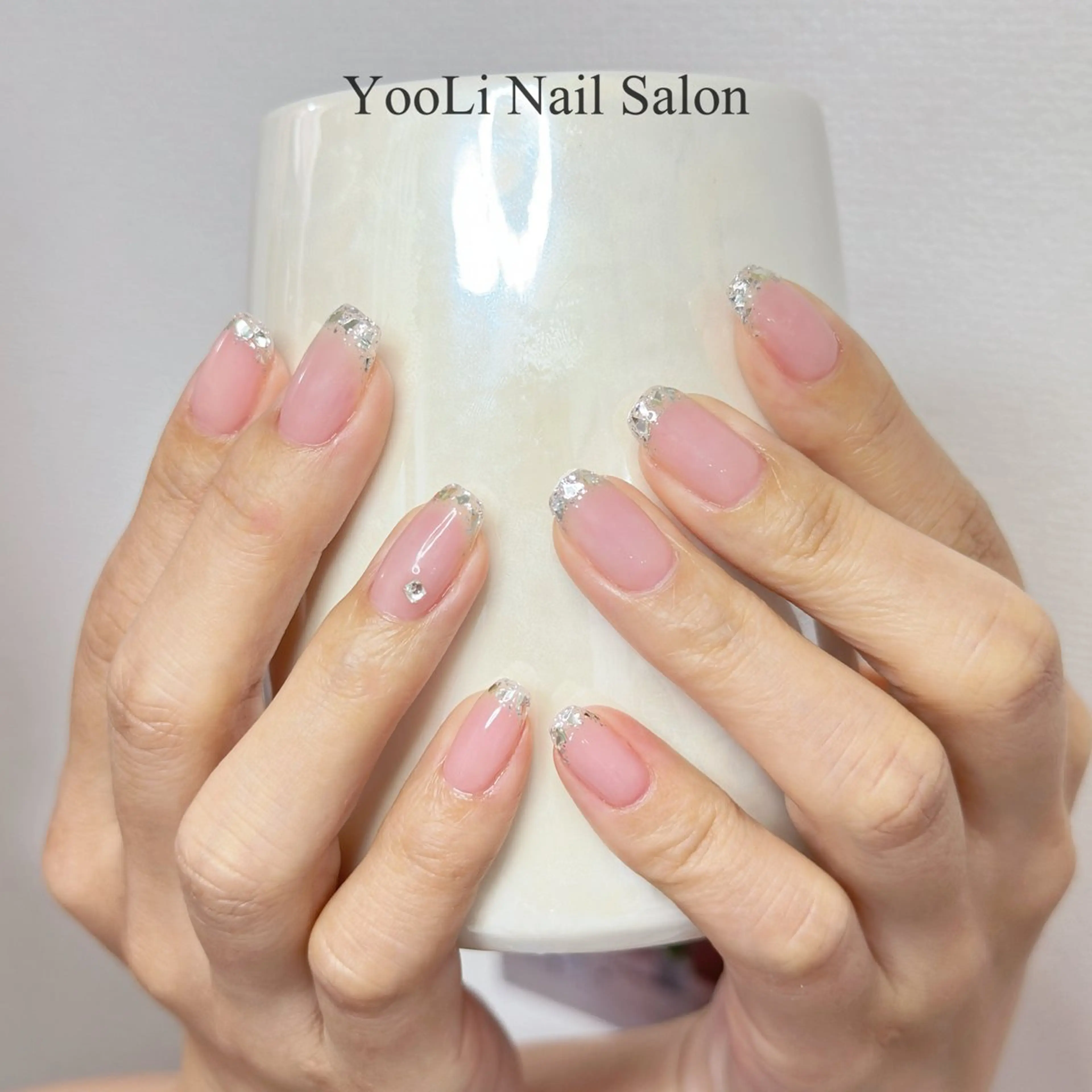 【新規💚自爪オフ/フィルイン無料】ガラスフレンチ♪  ¥7980→4280の写真