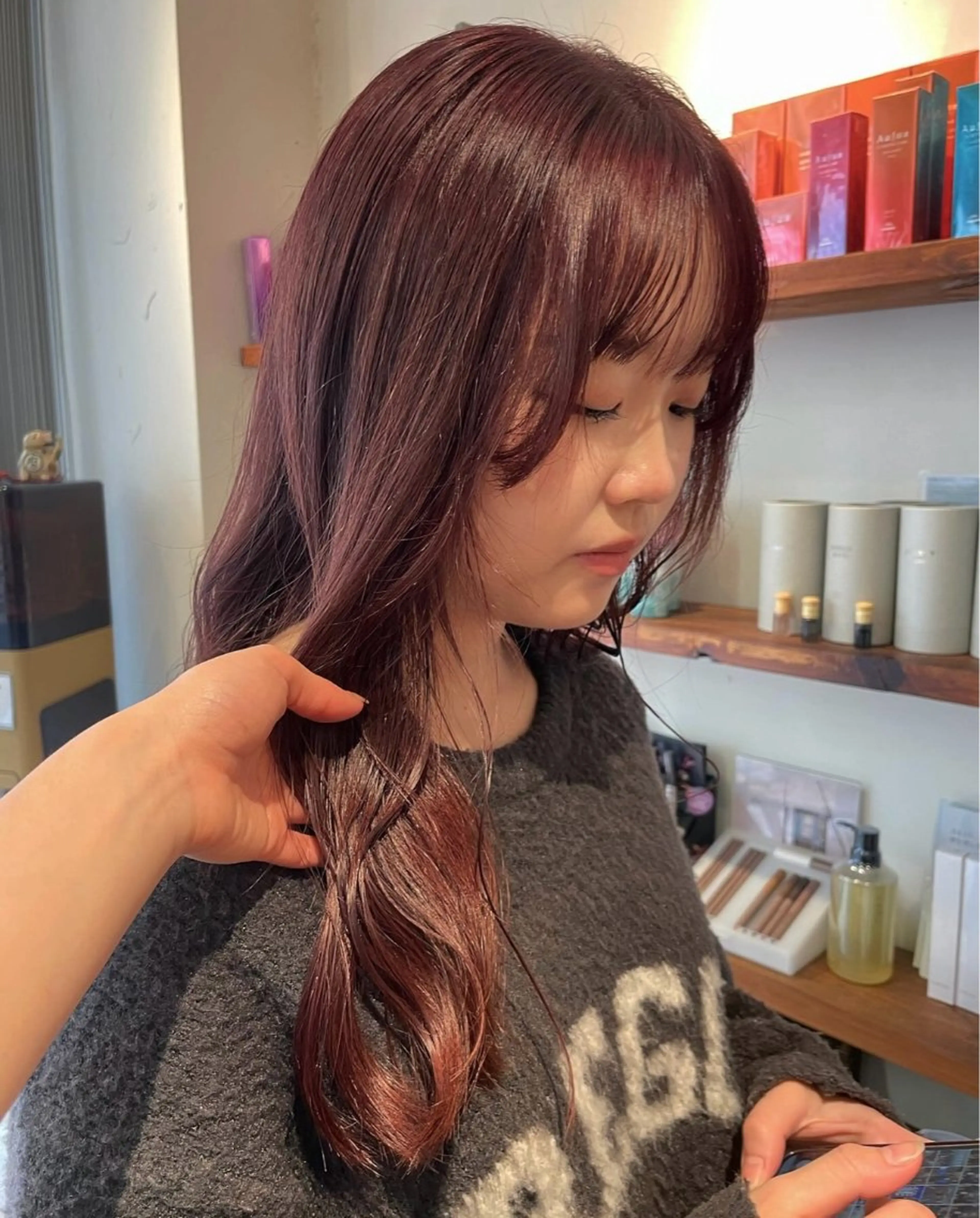 ロング カラー ブリーチ ダブルカラー ブリーチなしカラー ピンクカラー ヘアカラー こいき/ブラウン・ 暖色/艶カラー🎀✨のヘアスタイル