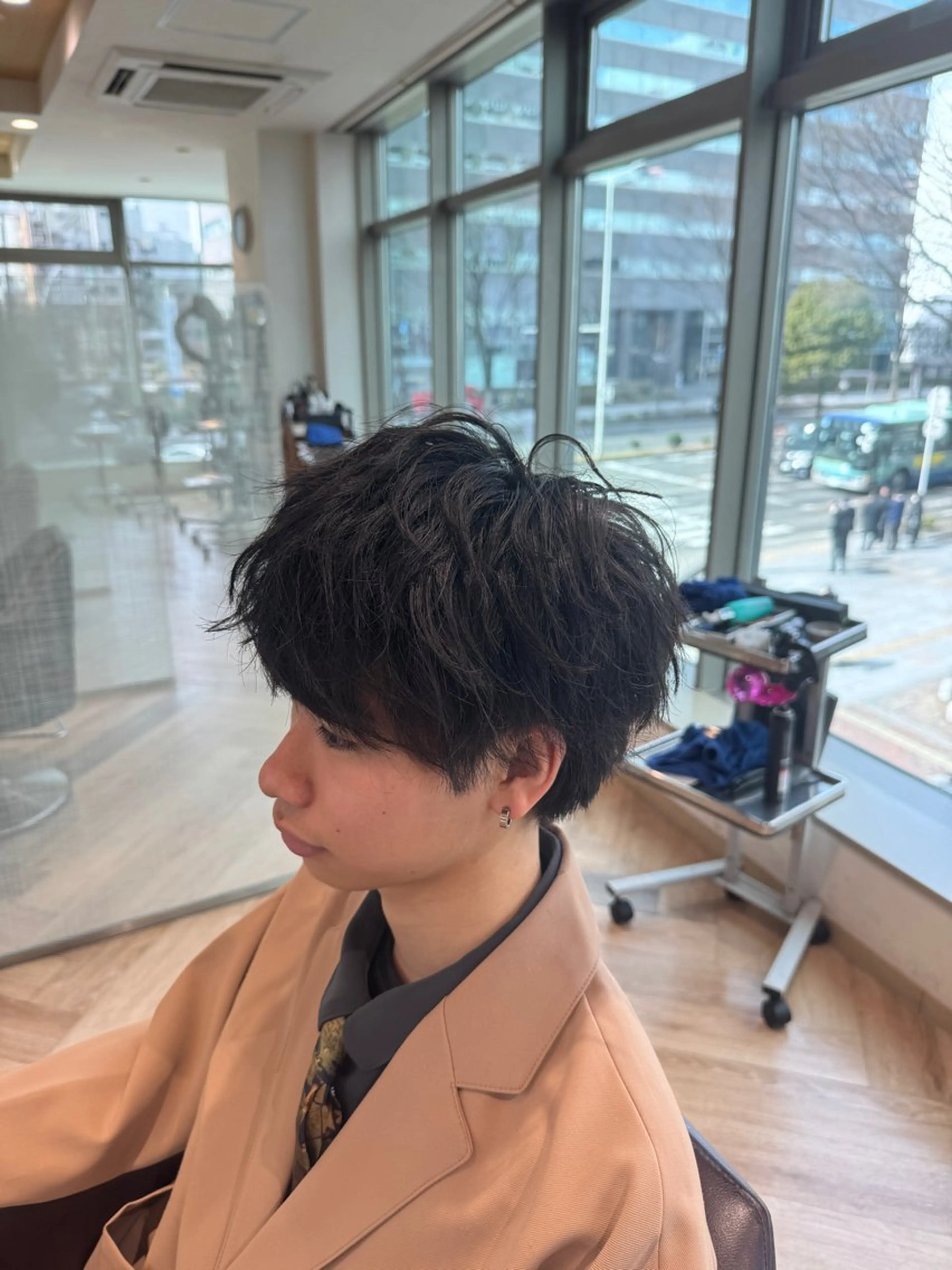 ショート メンズ マッシュ メンズパーマ メンズ特化/ センターパート/八谷のヘアスタイル