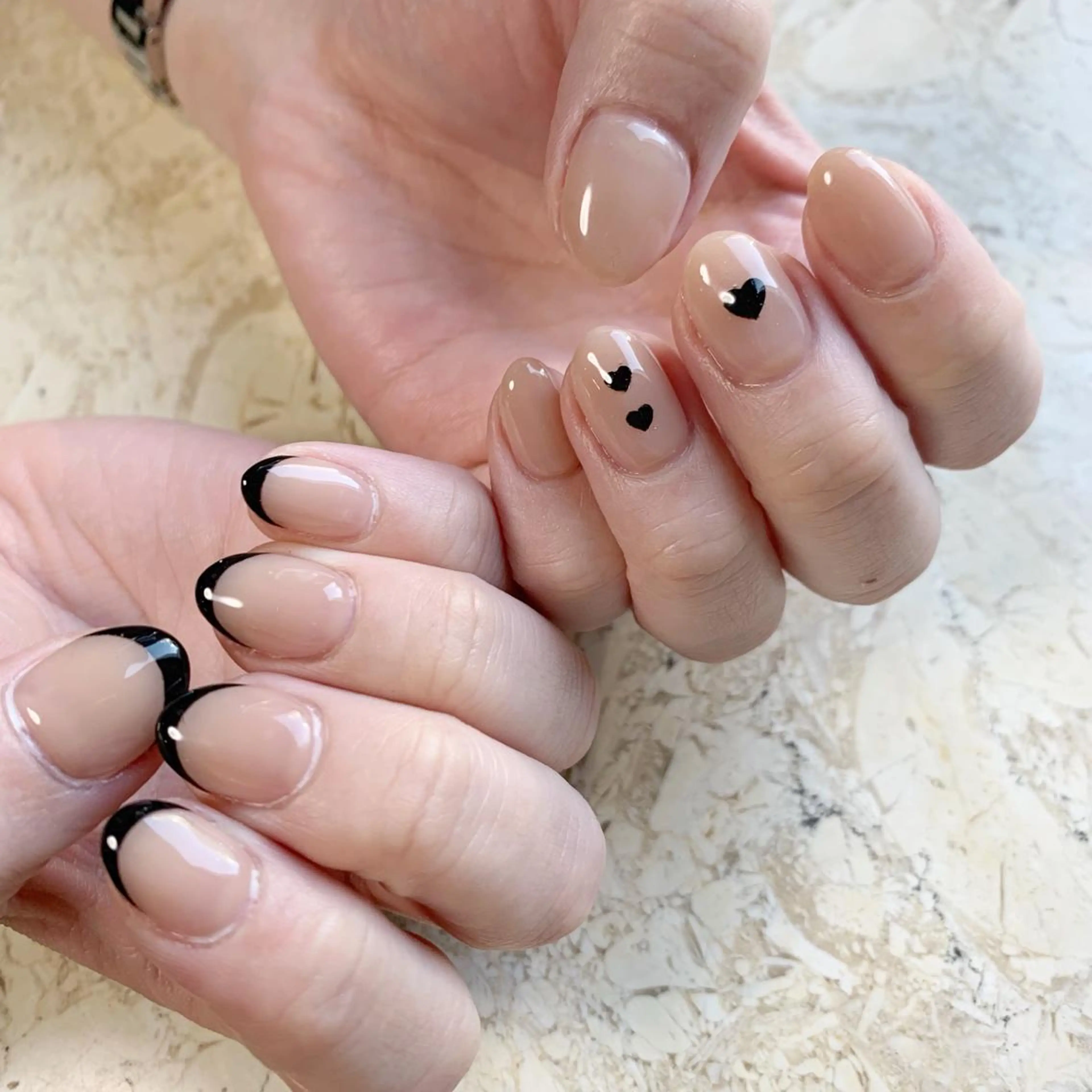 ネイル アニマル柄 アートネイル ブラウン フレンチネイル ジェルネイル ハンドネイル nail salon mieux(ミュー)のネイルデザイン