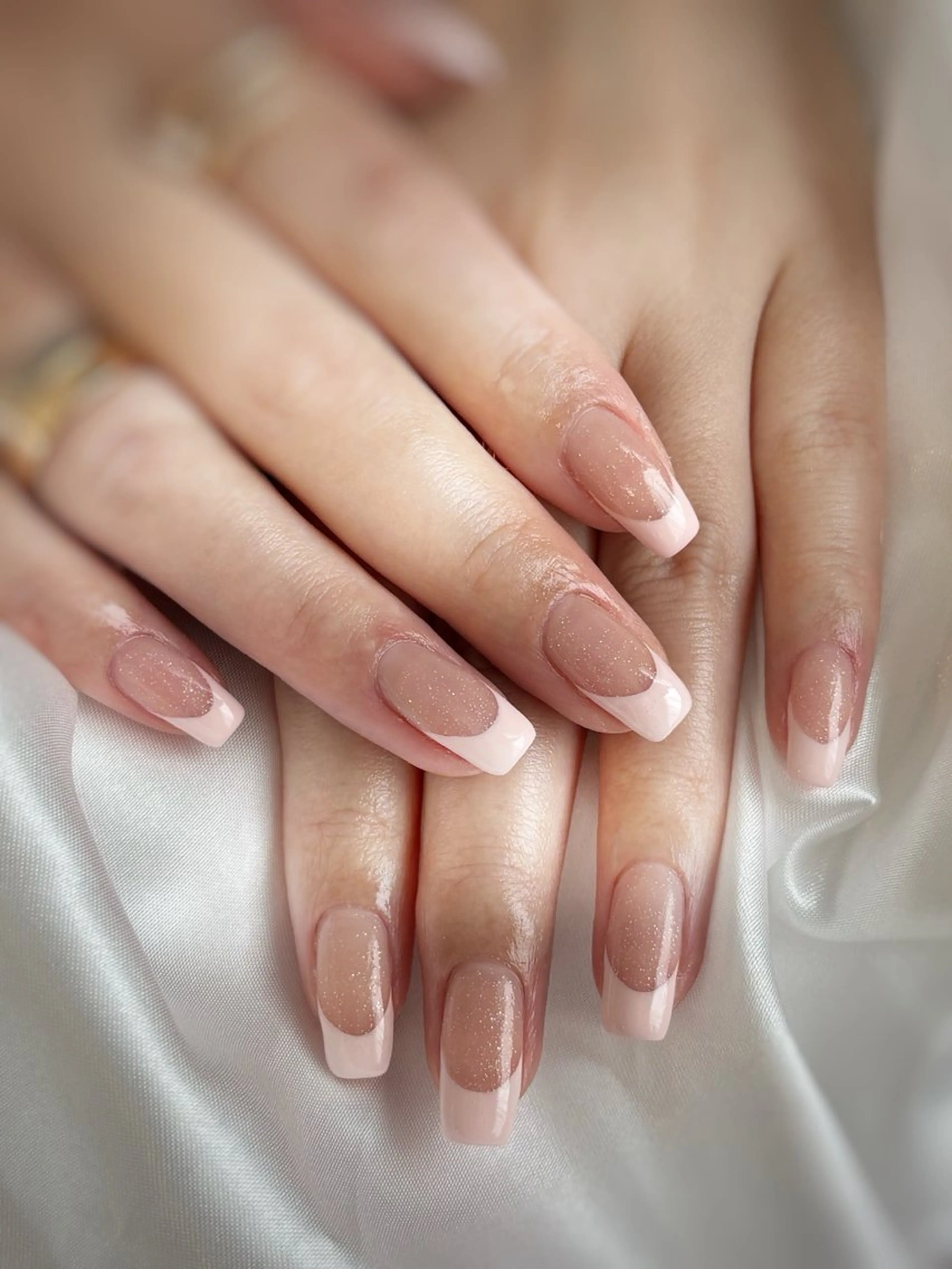 ネイル フレンチネイル ラメ(グリッター) ピンク 春ネイル ハンドネイル nail ayacaのネイルデザイン