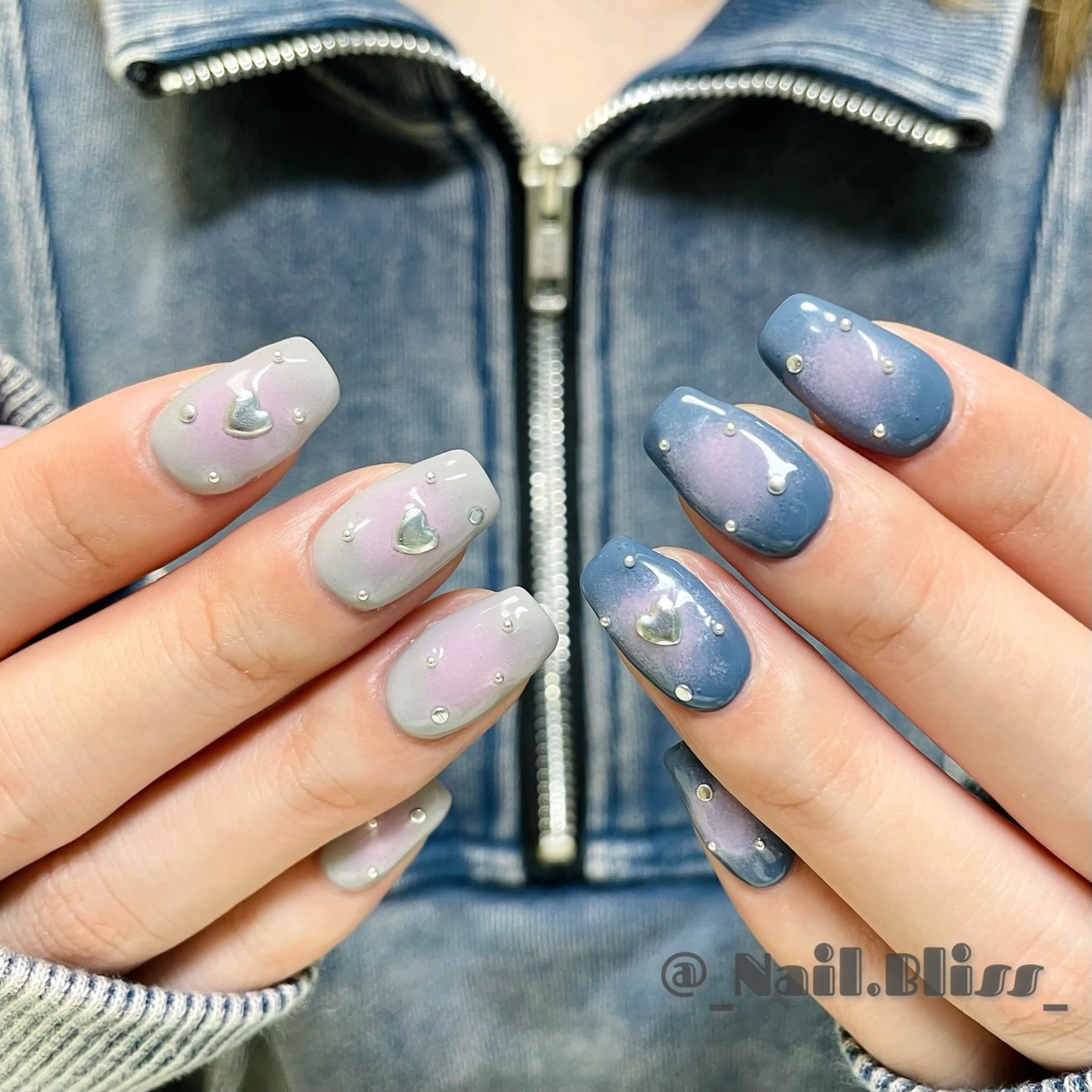 ネイル 持ち込み ネイビー ハンドネイル NAIL BLISSのネイルデザイン