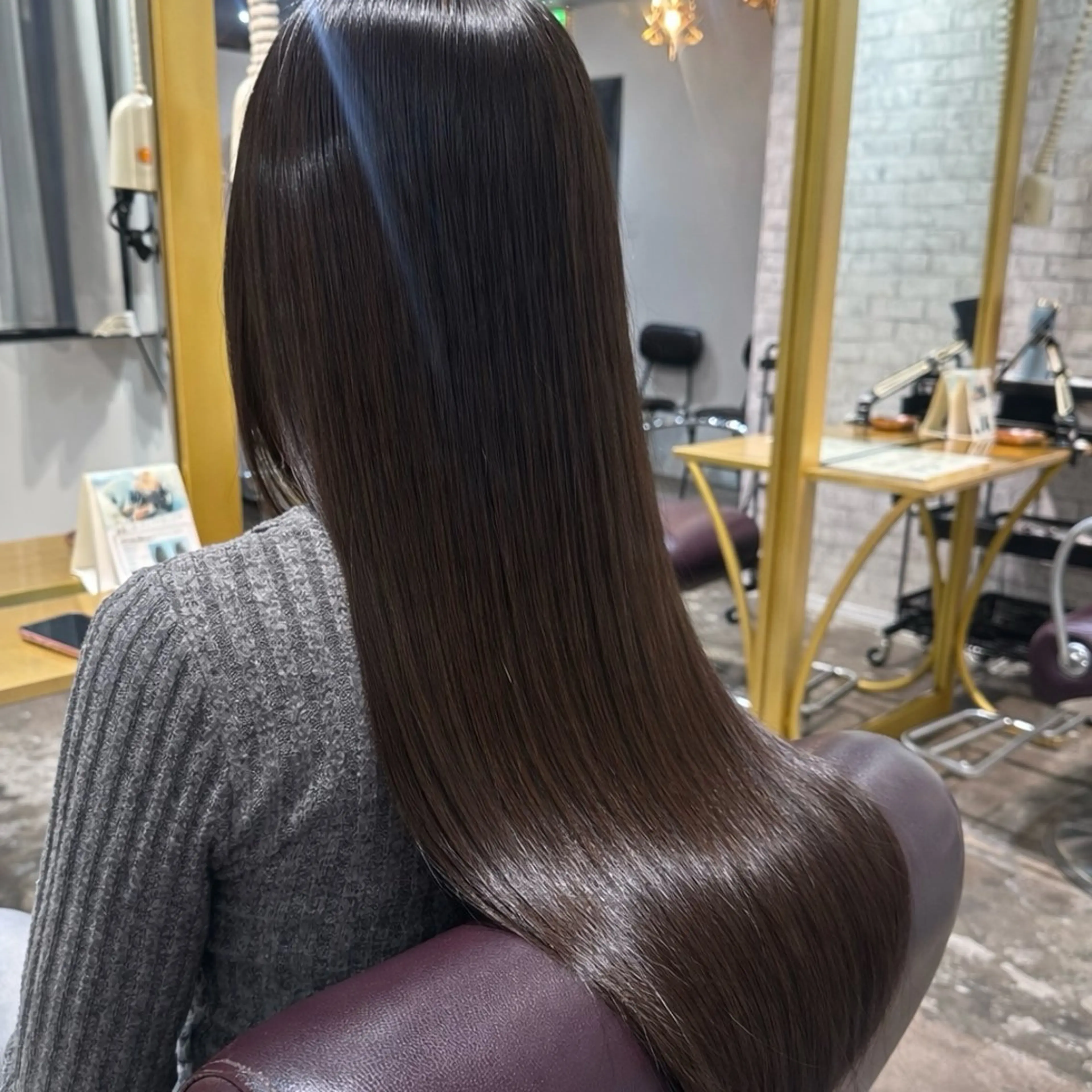 ロング カラー ブラウンカラー カット ヘアカラー 艶感カラー/レイヤー 心斎橋💖Sakiのヘアスタイル