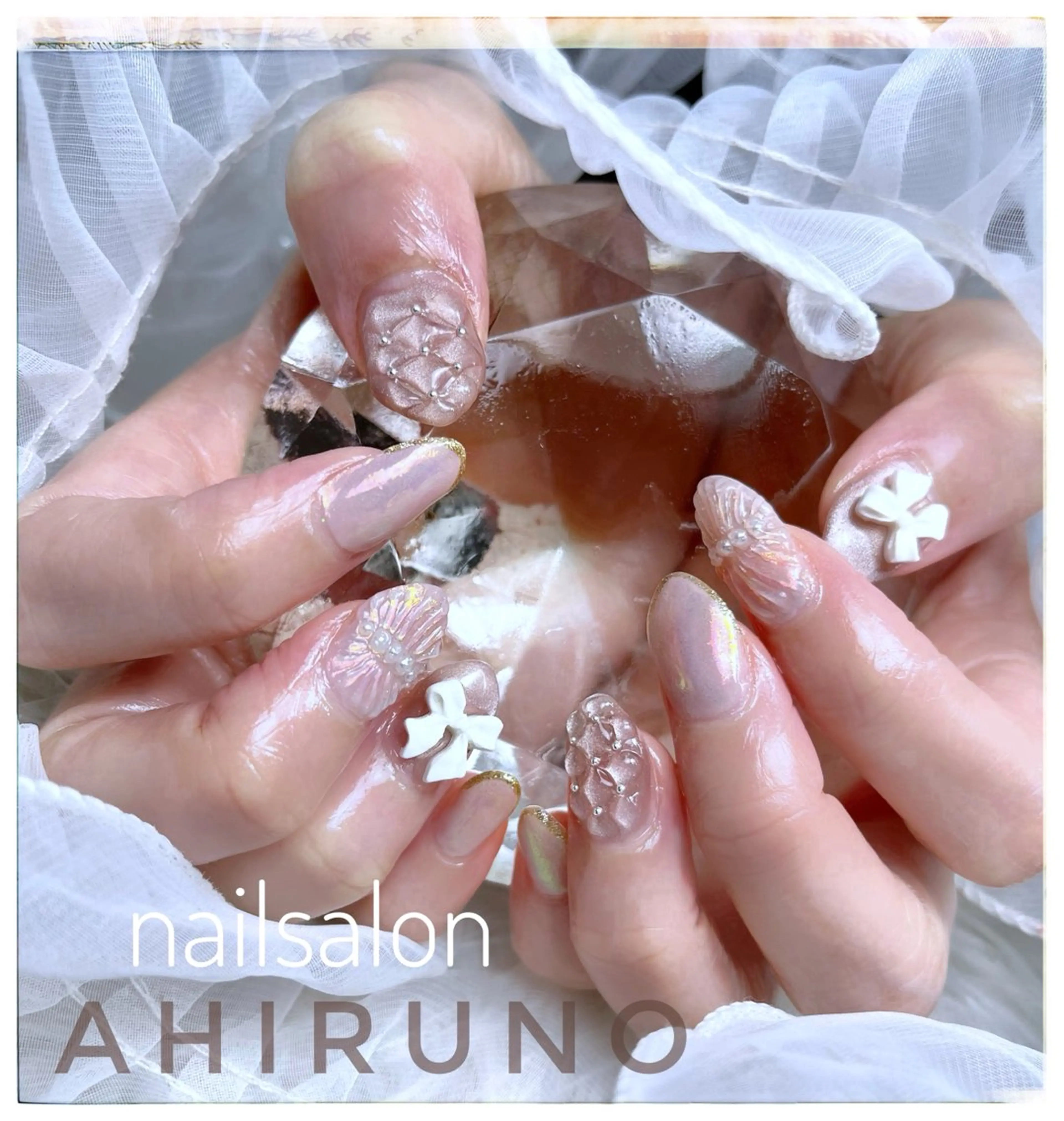 ネイル 長さ出し ミラーネイル 持ち込み ピンク ピンクベージュ ａｈｉｒｕｎｏ ✿ ｙｕiのネイルデザイン