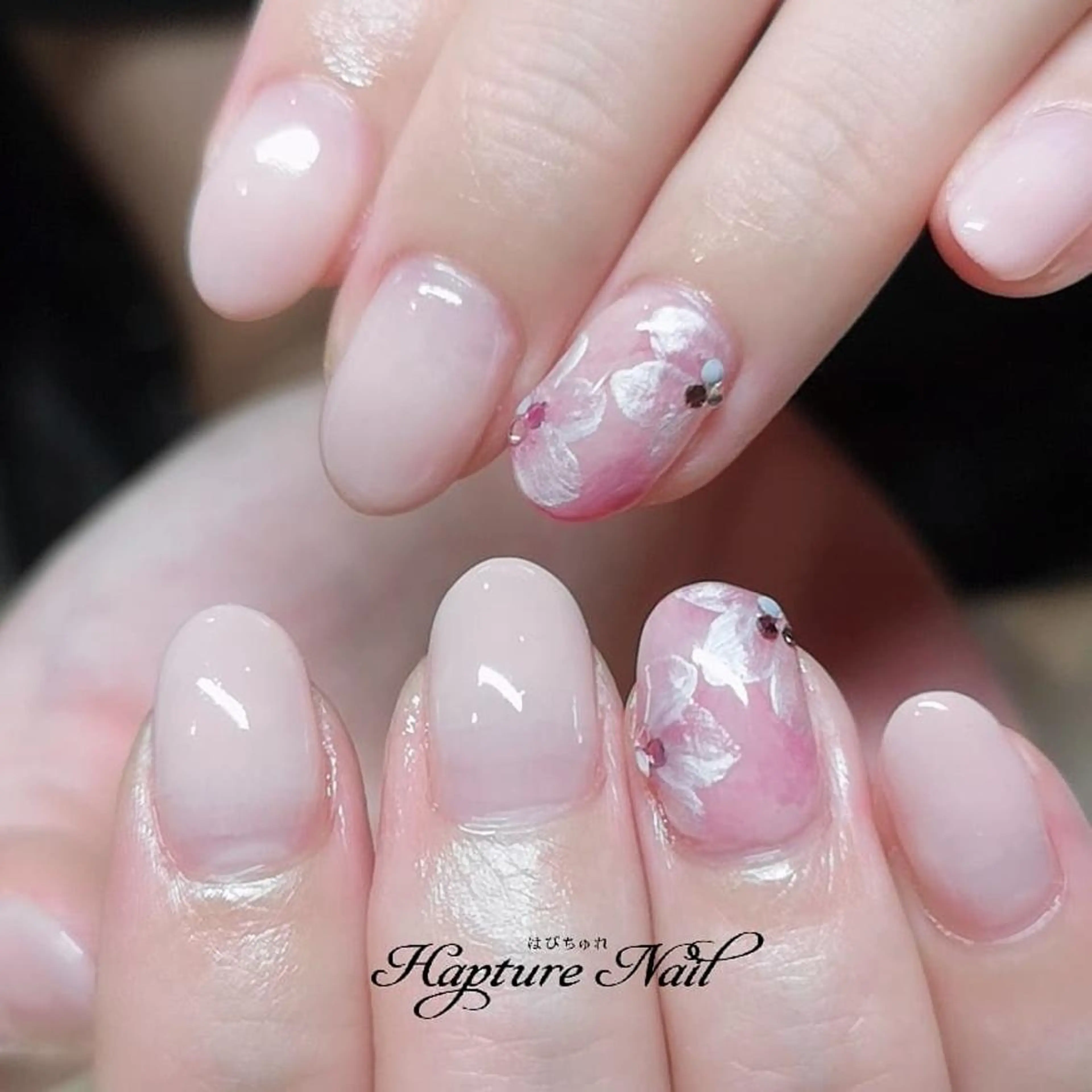 ネイル アートネイル フラワーネイル グラデーション オフィスネイル ピンク m- Hiroのネイルデザイン