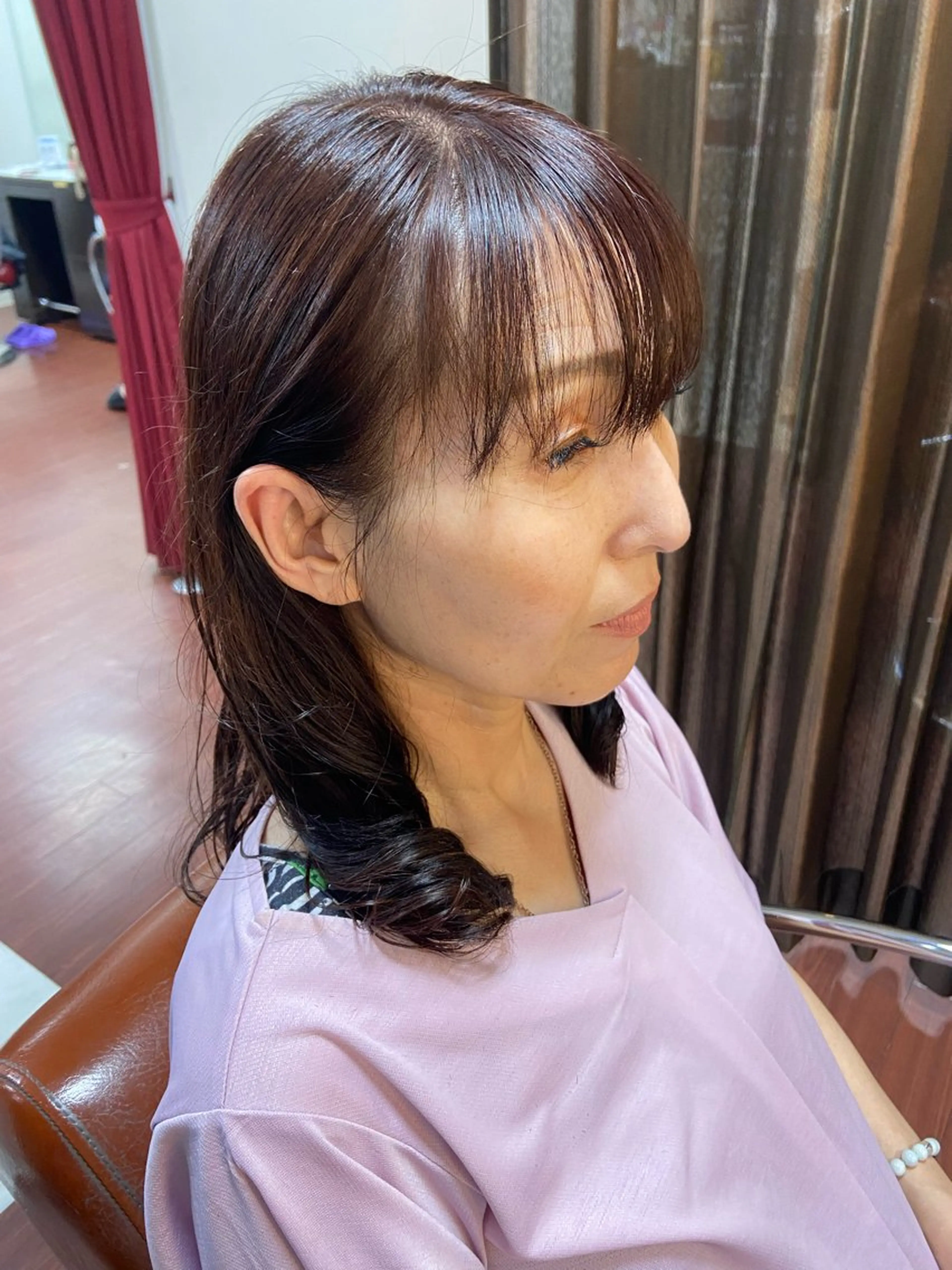 ロング ピンクブラウン 瀧下 唯のヘアスタイル