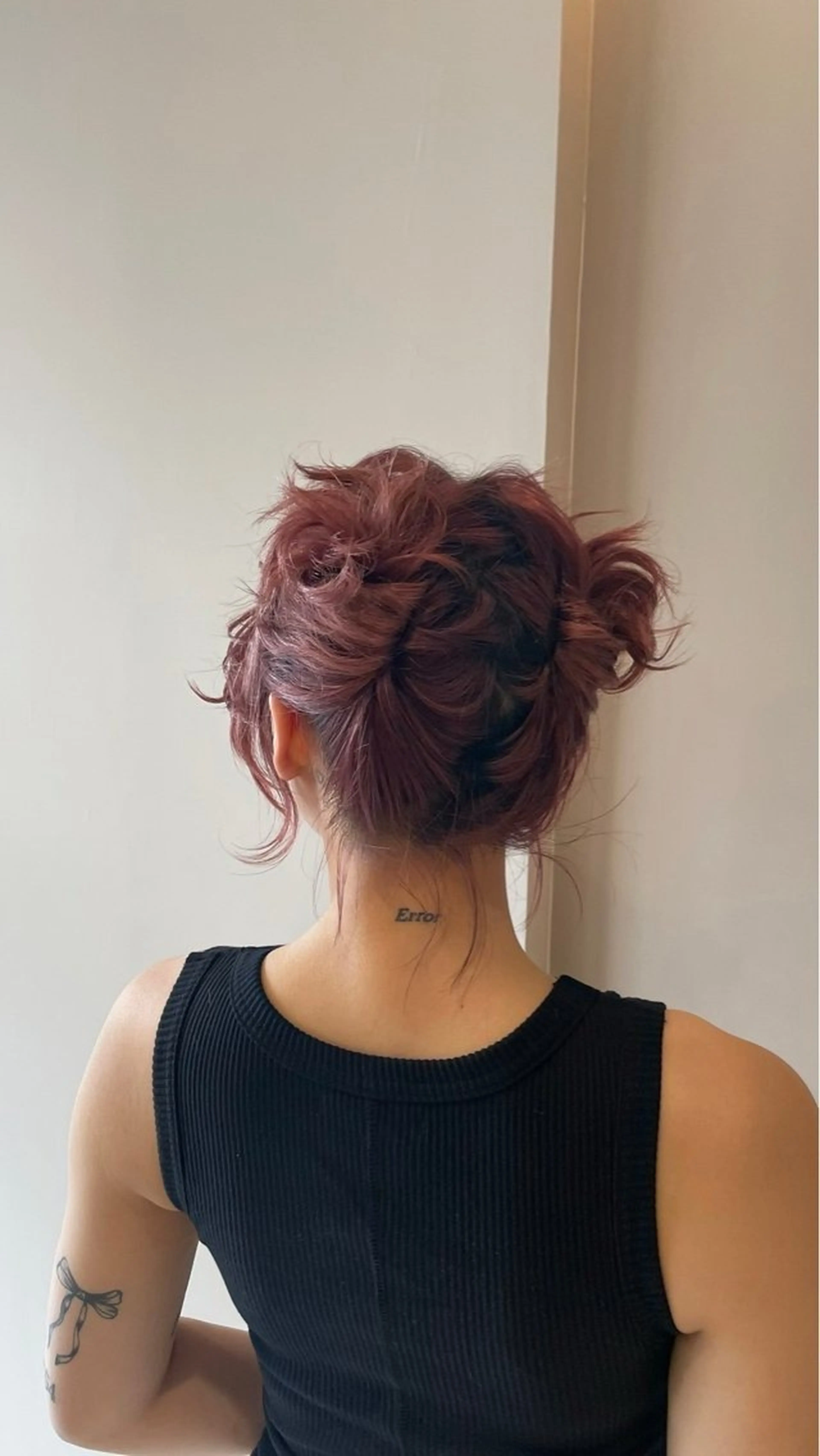 ミディアム お団子ヘア レイヤーカット hair terrace M所属・郡山/透明感カラー /馬場アンドレアのヘアスタイル