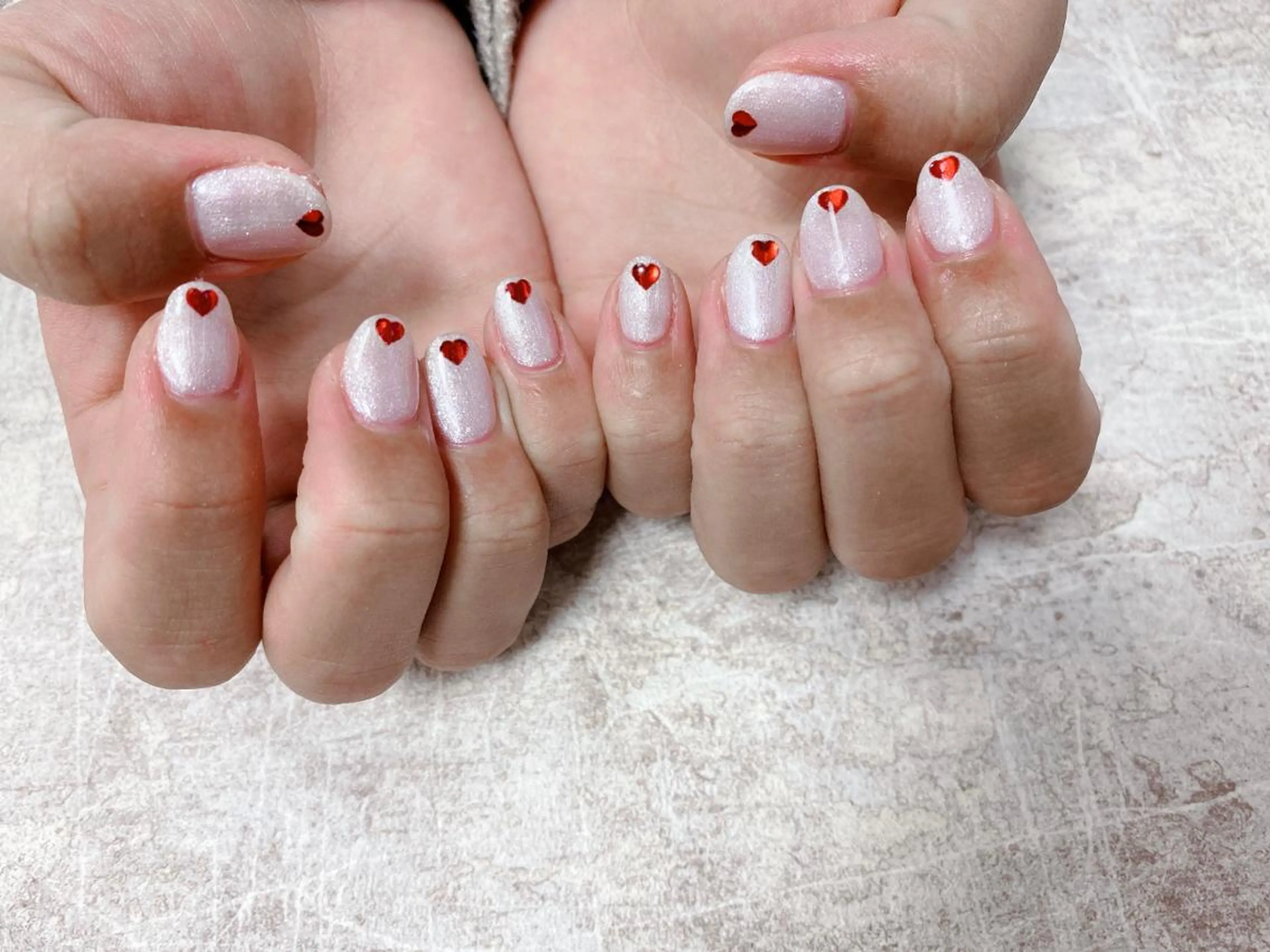 ネイル ハート ラメ(グリッター) ハンドネイル Mogu nail 二子玉川のネイルデザイン