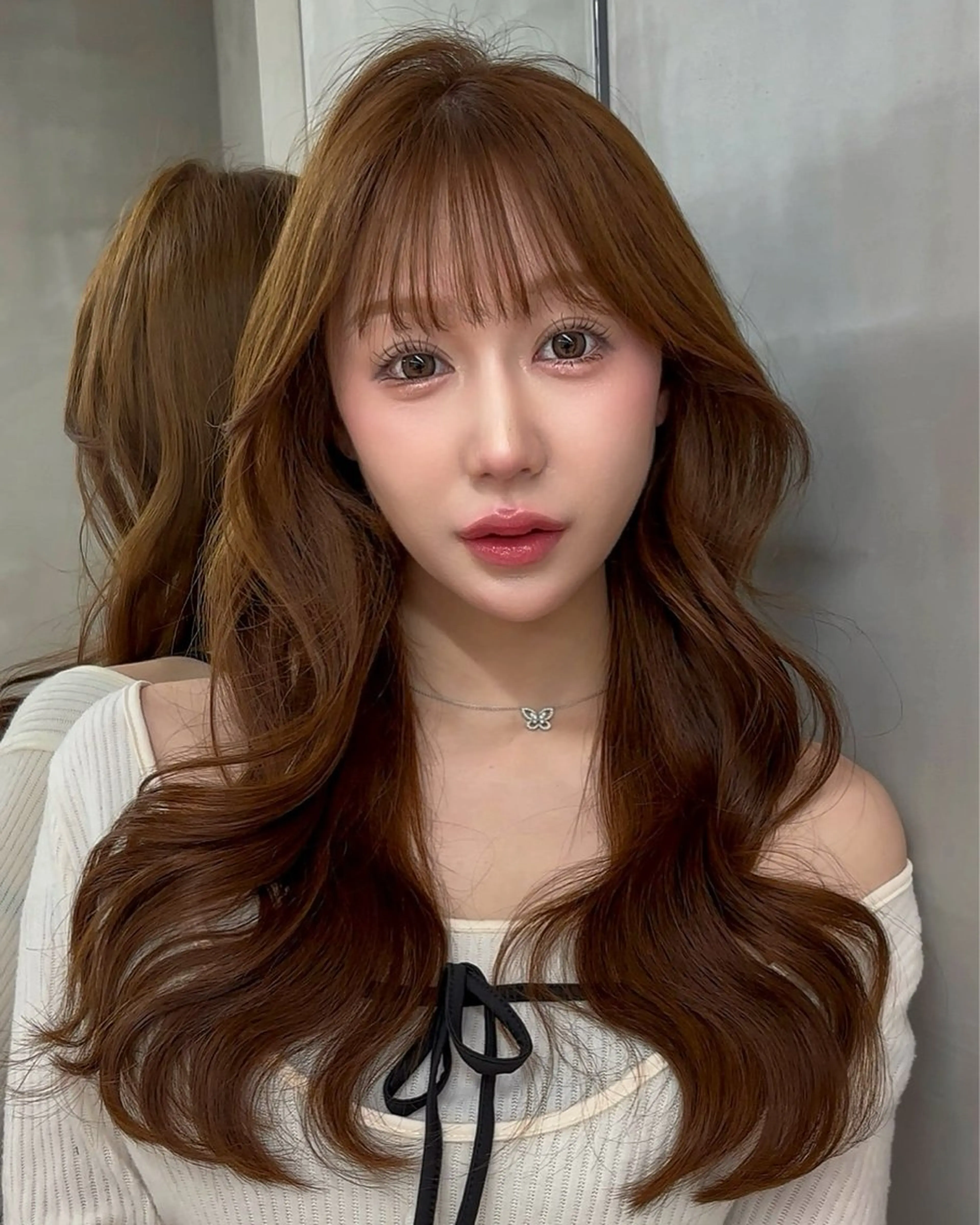 ミディアム カラー ミディアムレイヤー 透明感カラー ボブ 顔まわりレイヤー 韓国風ヘア 【美髪矯正】 吉村　清志のヘアスタイル