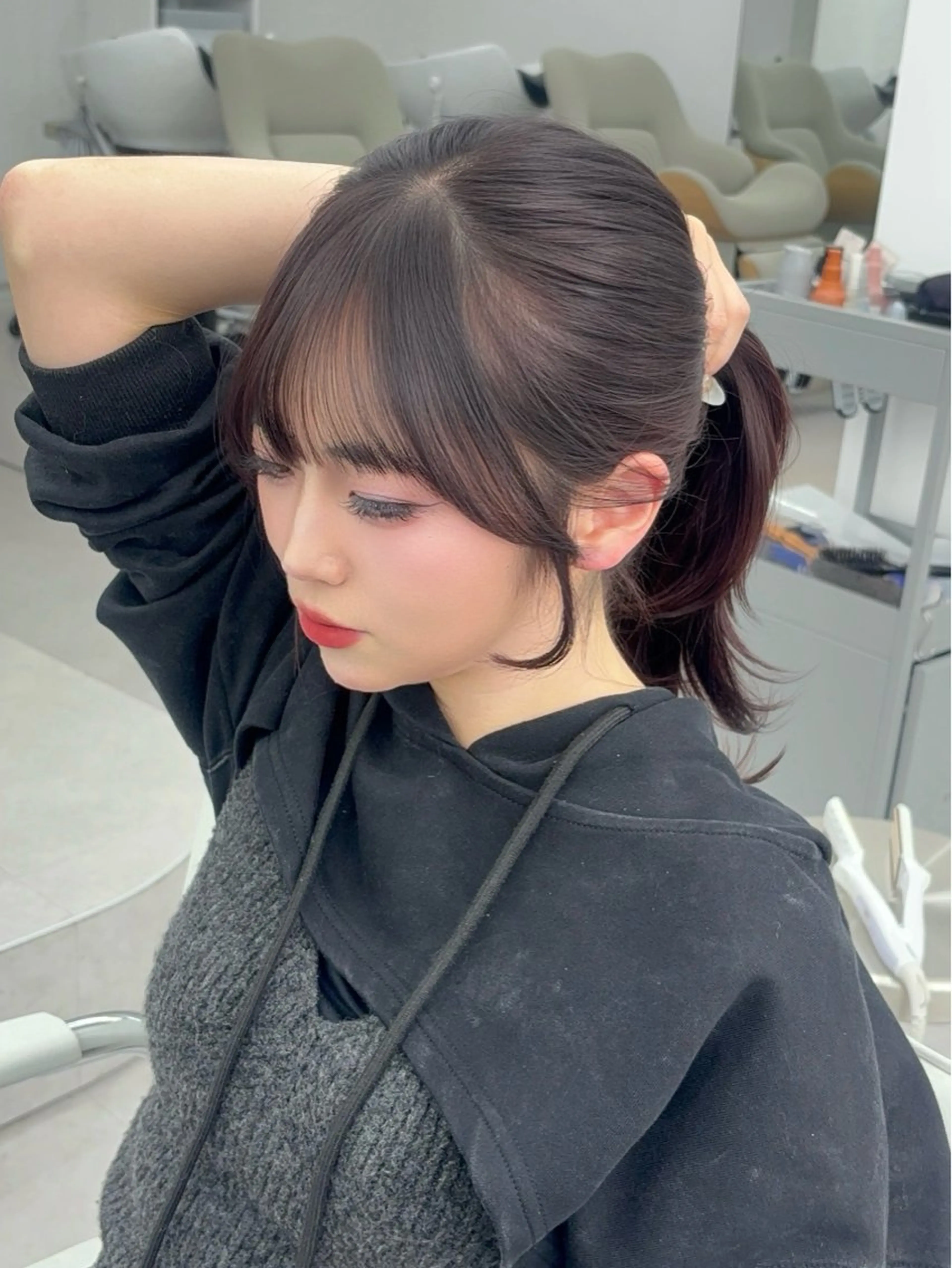 ロング カラー レイヤーカット 小顔カット カット ヘアカラー トリートメント 韓国ヘア/レイヤー/ 顔まわり足立遥奈のヘアスタイル