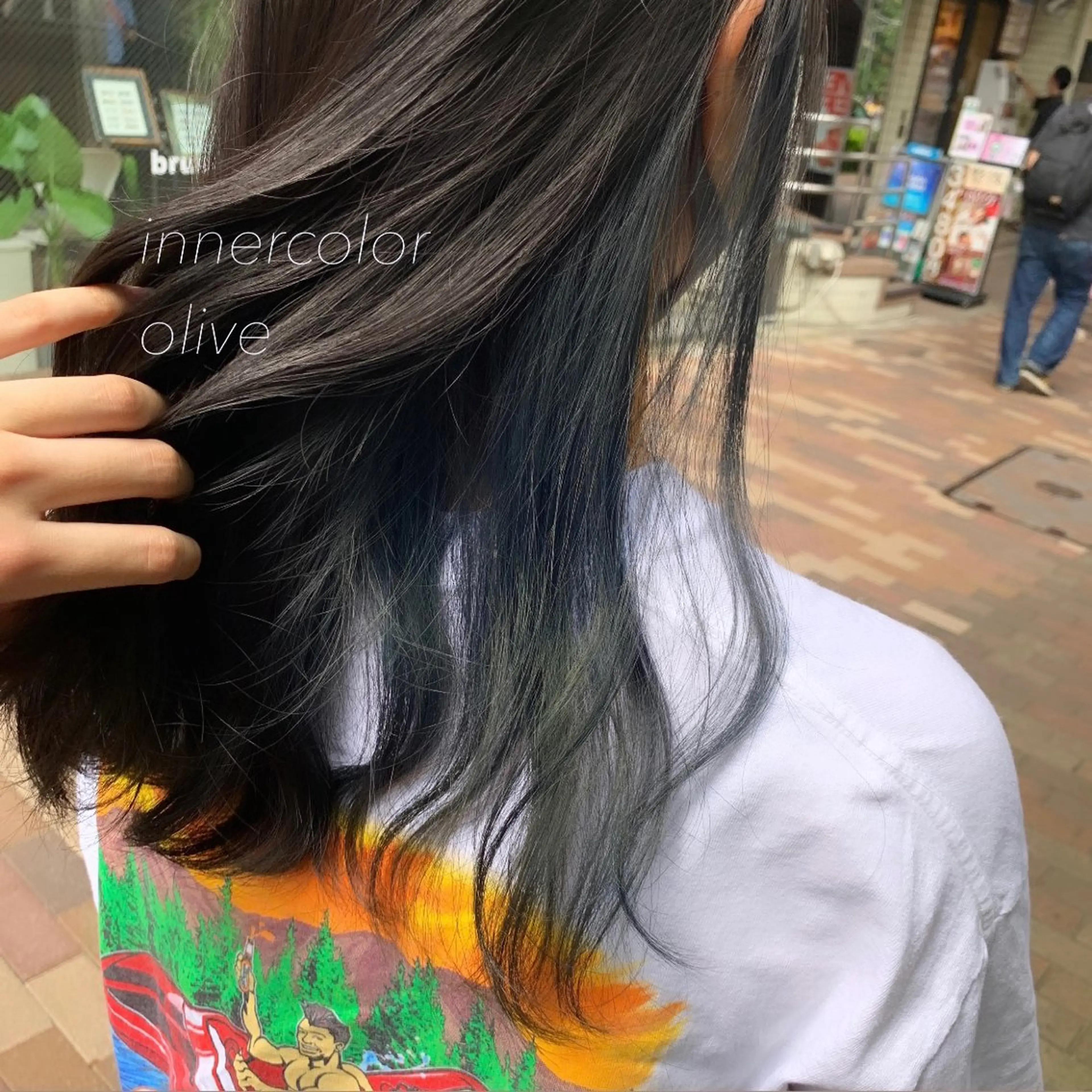 セミロング カラー インナーカラー オリーブカラー GO TODAY 原宿本店所属・似合わせカット得意 💛RENA💛のヘアスタイル