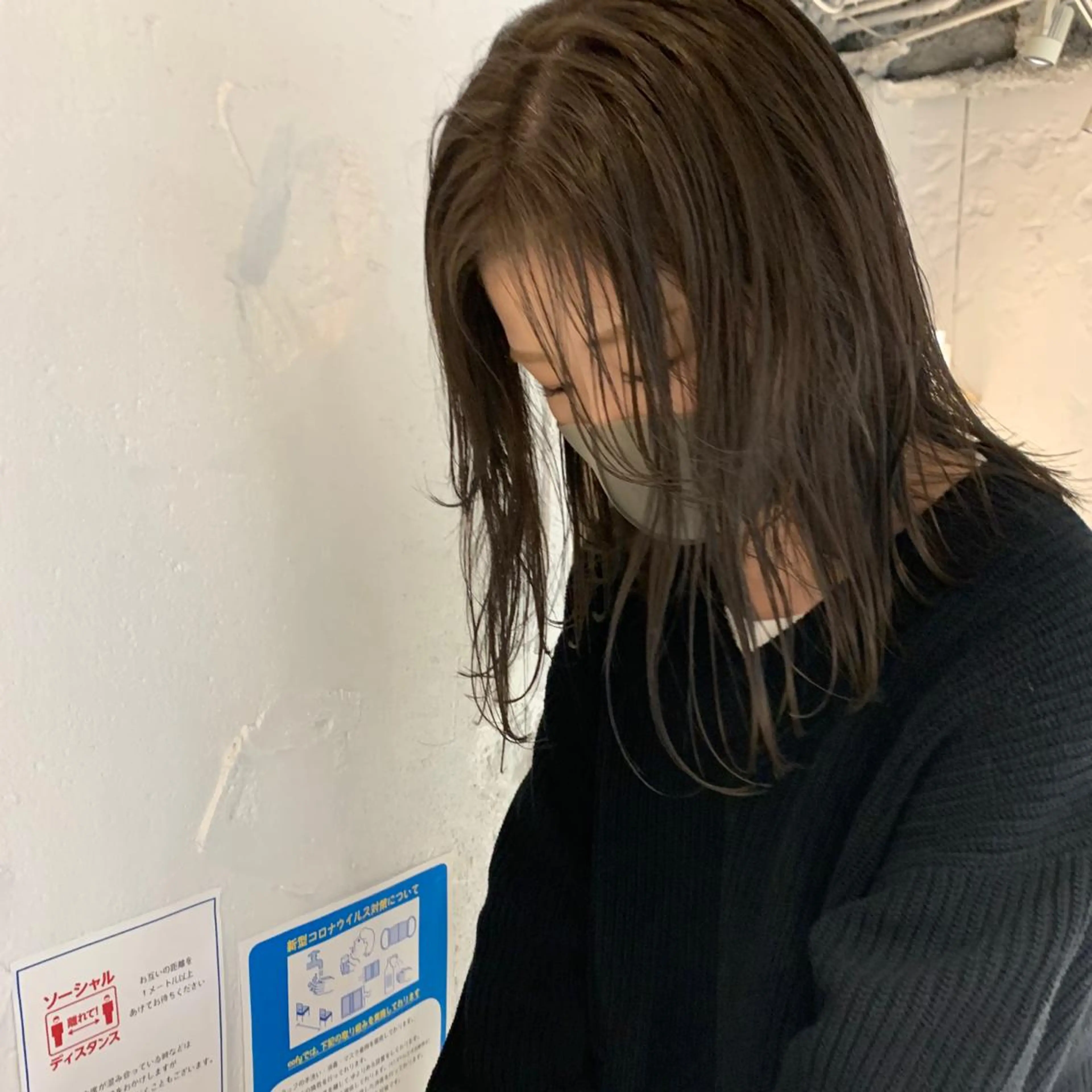 ミディアム カラー アッシュ アッシュグレー アッシュグレージュ グレージュ カット ヘアカラー iet.所属・ウルフ/ボブ/耳ツボ ジュエリー◎ricoのヘアスタイル