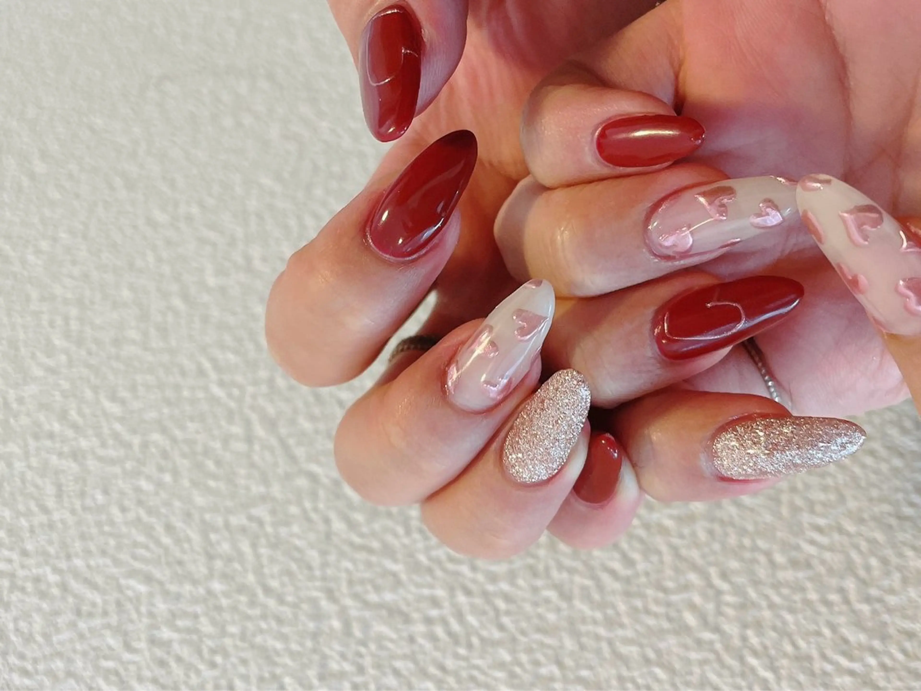 ネイル ジェルネイル ハート 韓国ネイル メンズネイル パラジェル kiki nail たまプラーザのネイルデザイン