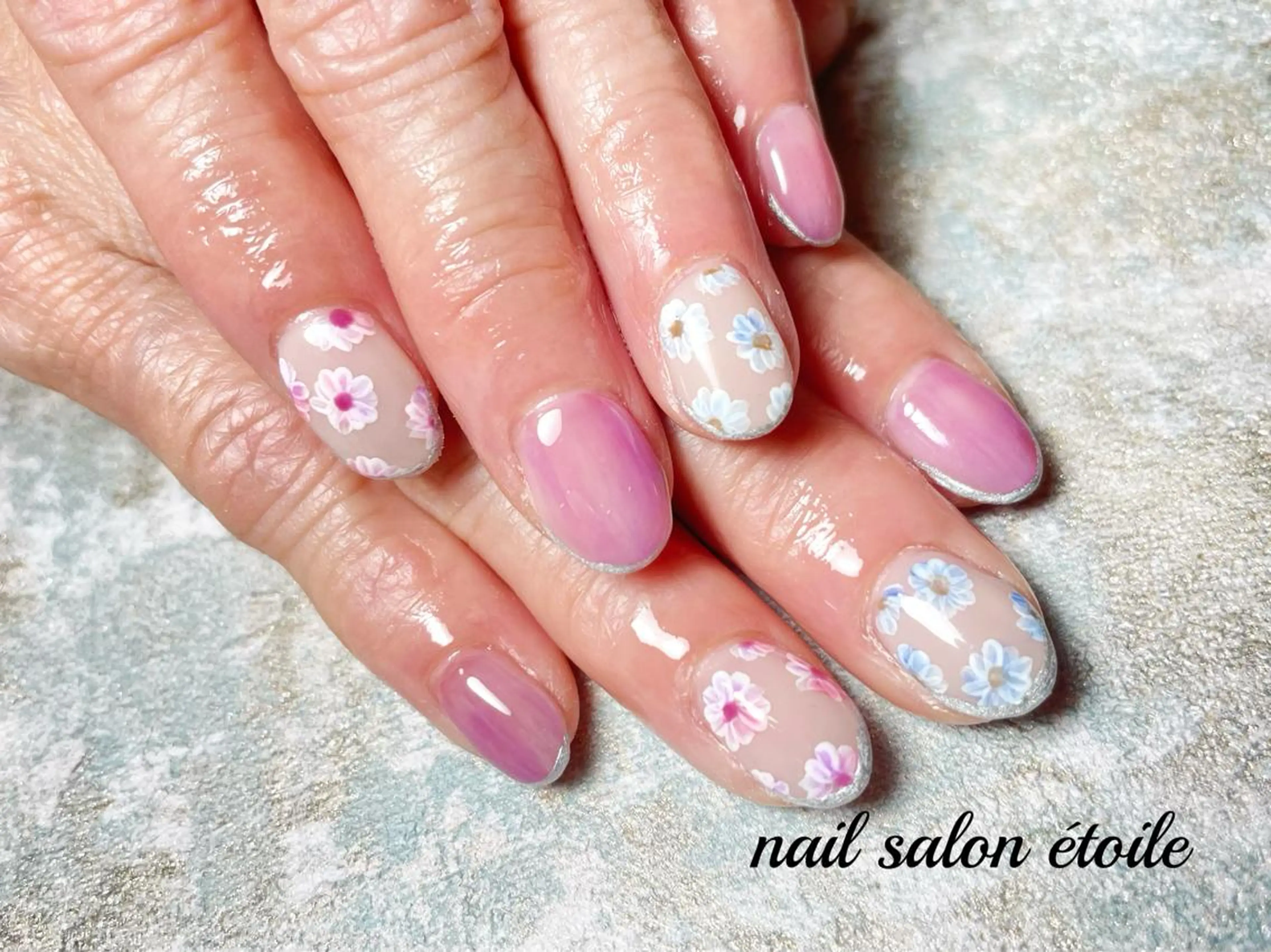 ネイル アートネイル フラワーネイル フレンチネイル ジェルネイル ニュアンスネイル ハンドネイル nail salon étoileのネイルデザイン