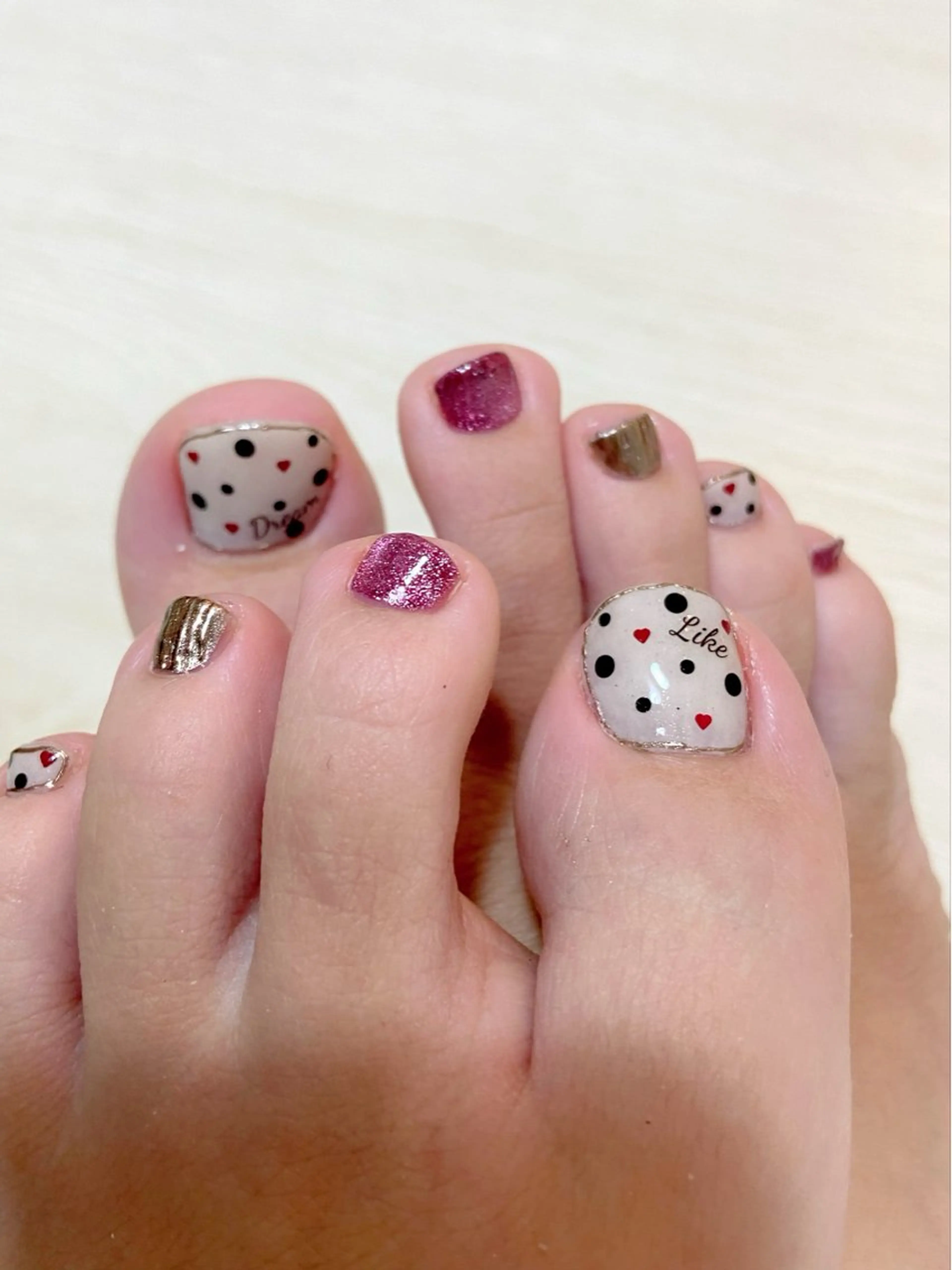 ネイル ドット フットネイル 冬ネイル ﾈｲﾙｻﾛﾝ Bellefleurのネイルデザイン