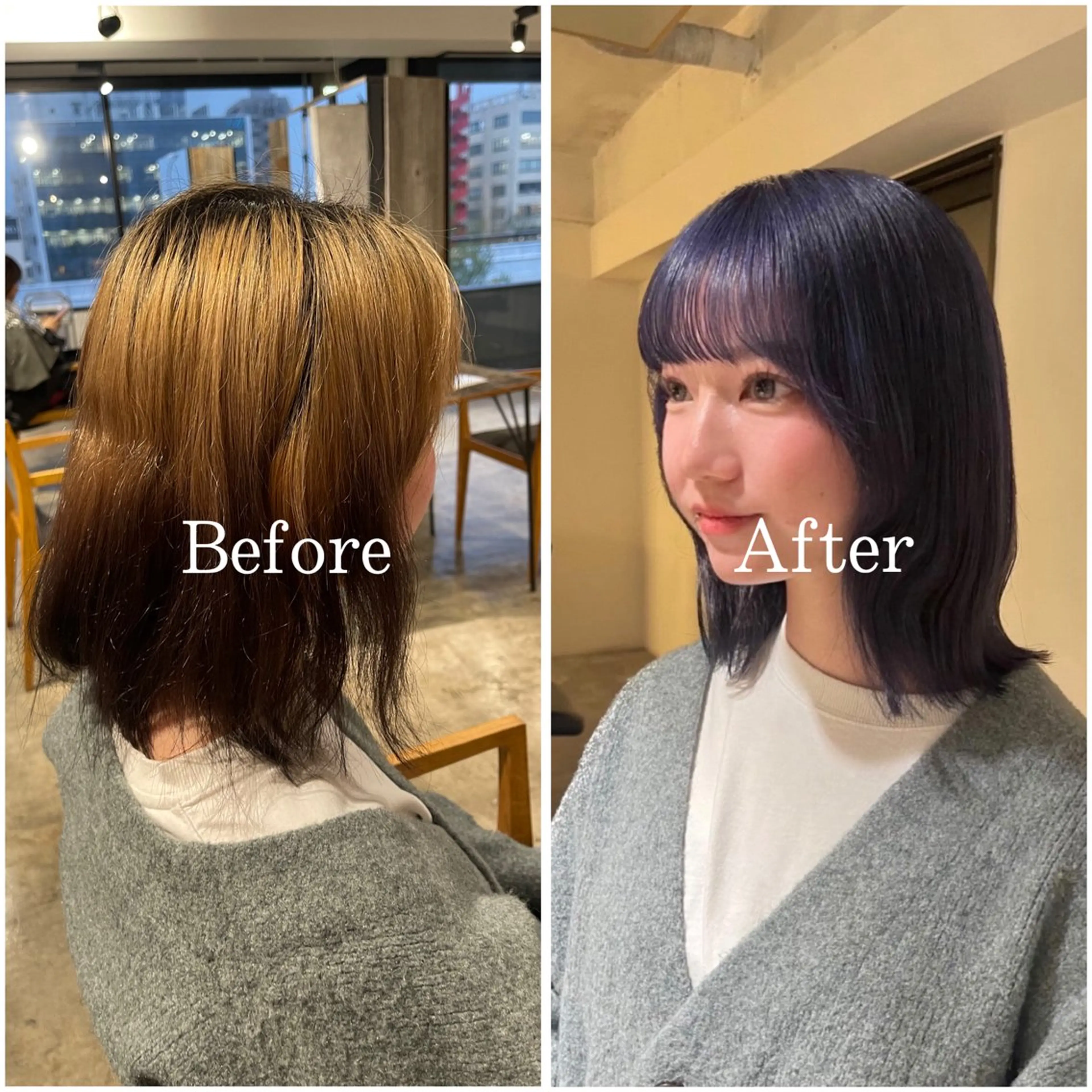 セミロング カラー ブリーチ デザインカラー ハイトーンカラー ムラ修正/ ハイトーン💖Riaのヘアスタイル